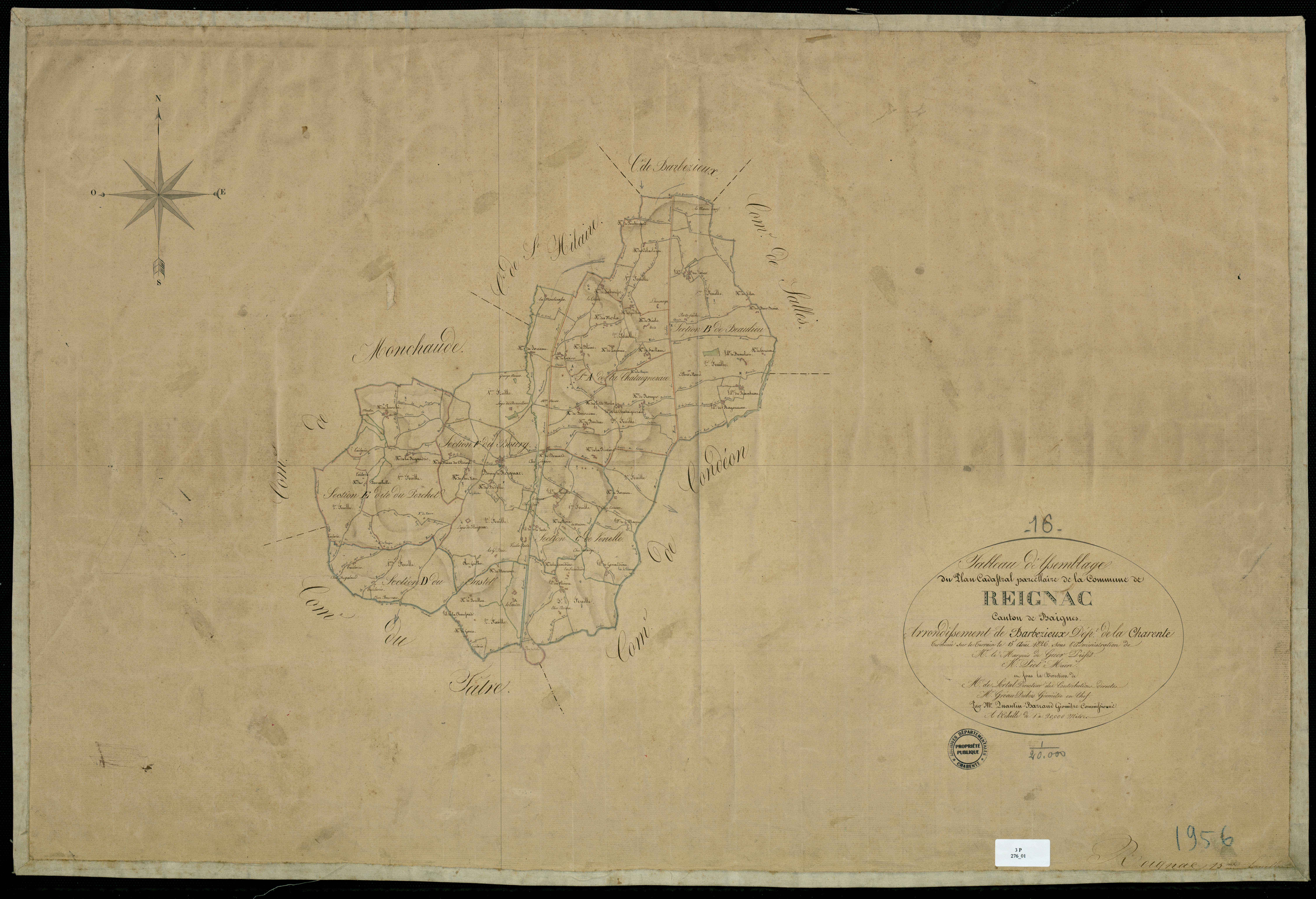 Reignac - 3 P 276/1 - Tableau d'assemblage.  | 1826