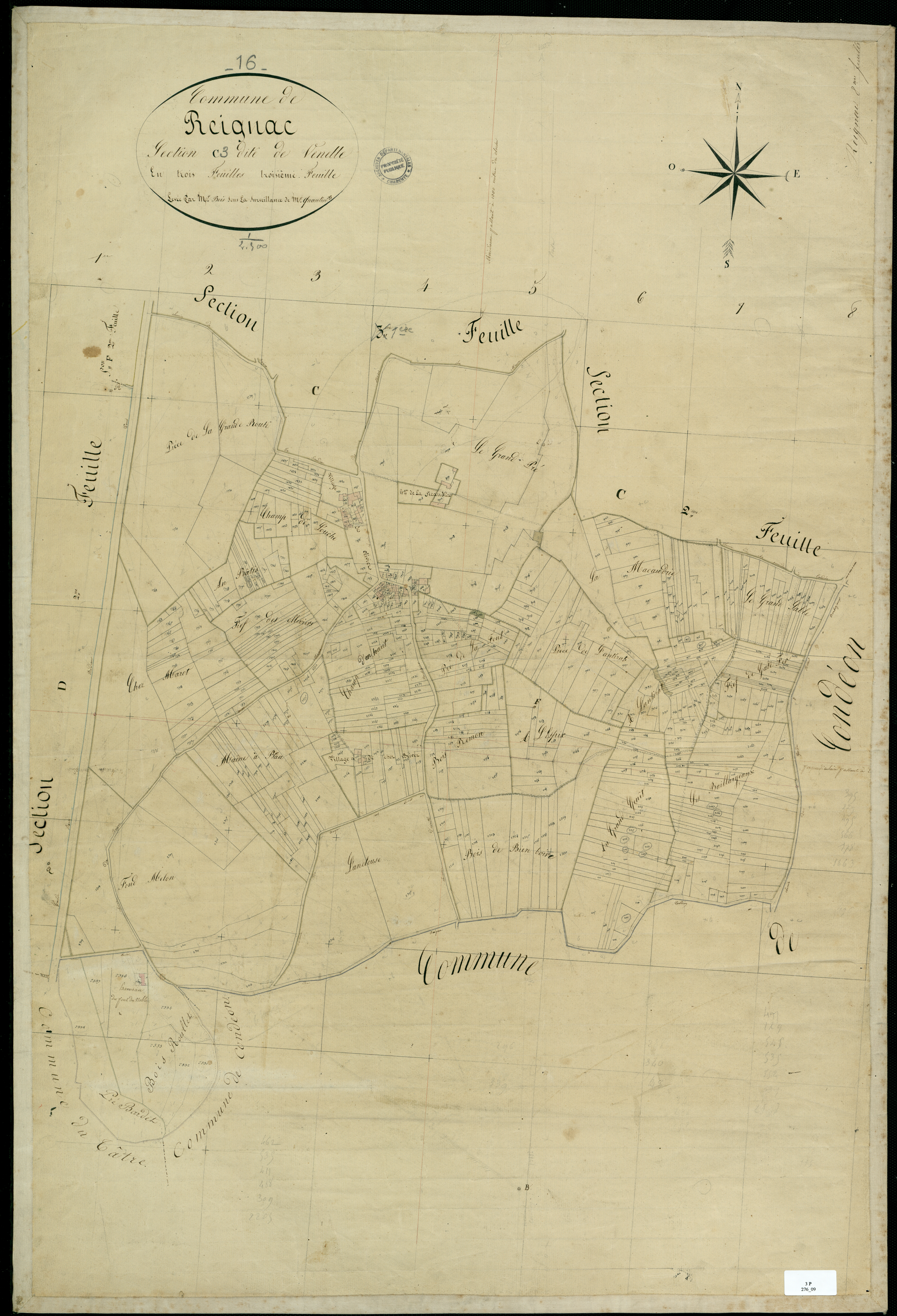 Reignac - 3 P 276/9 - Section C dite de Venelle. Feuille 3. | 1826