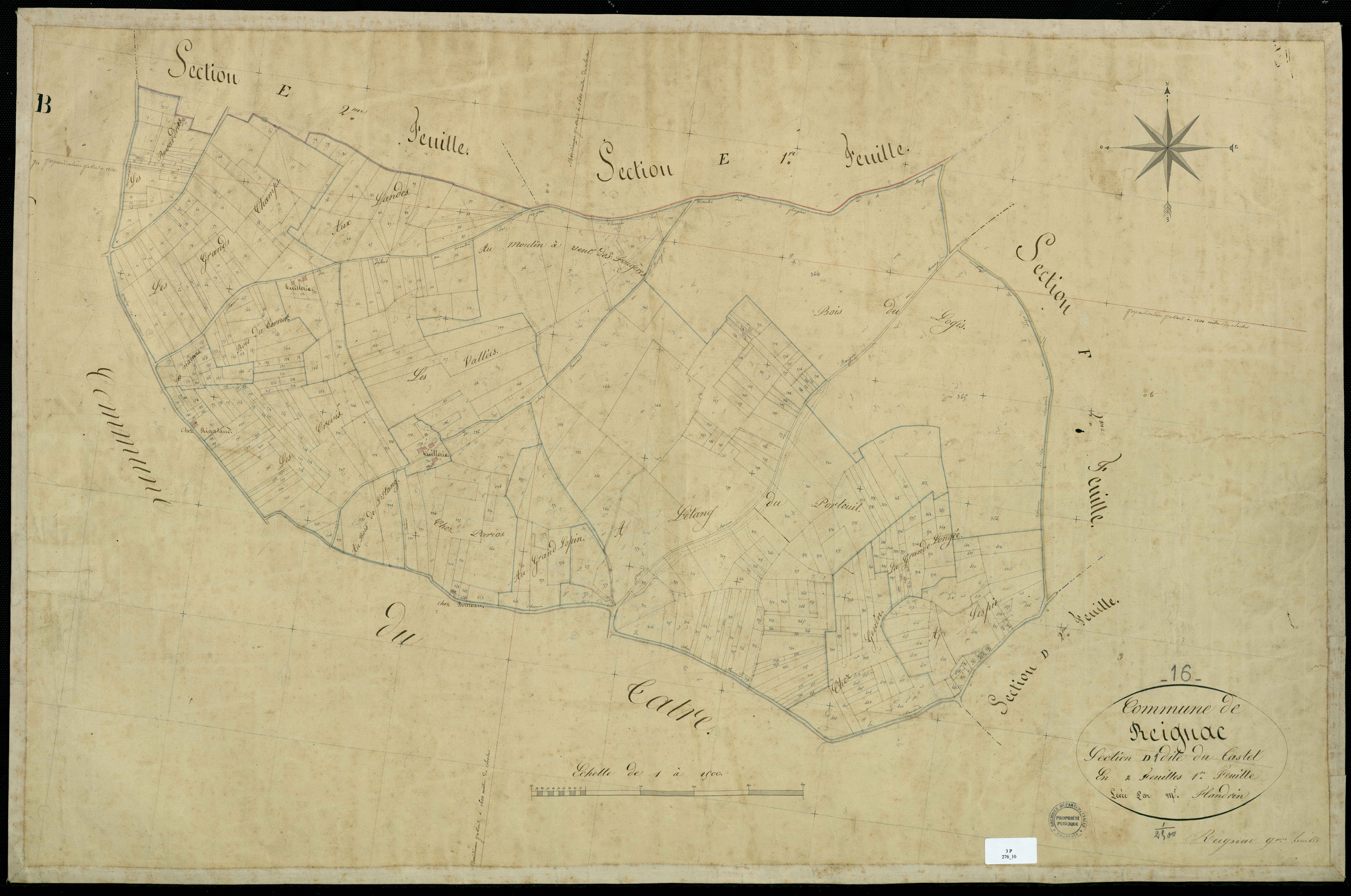 Reignac - 3 P 276/10 - Section D dite du Tastet. Feuille 1.  | 1826