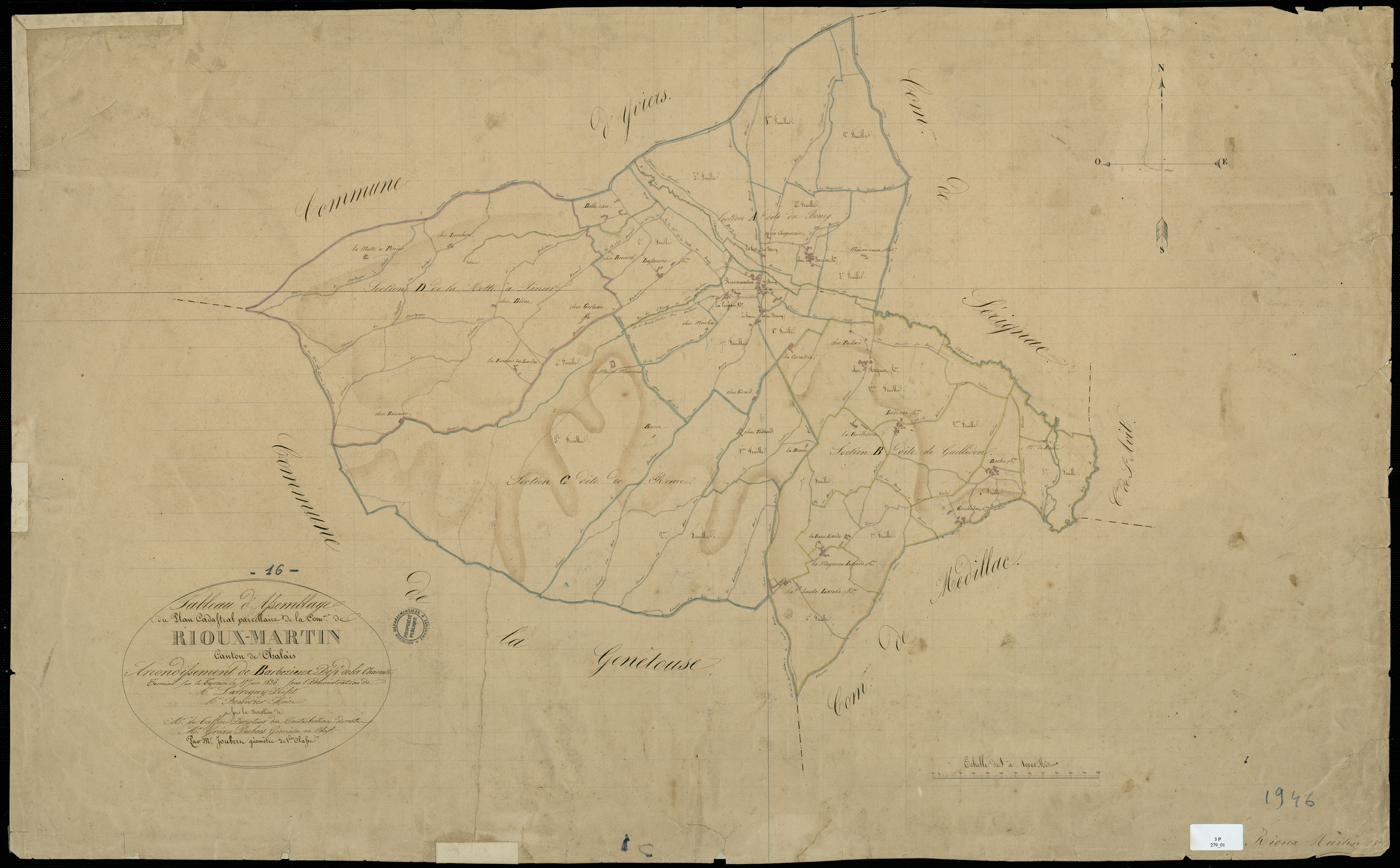 Rioux-Martin - 3 P 279/1 - Tableau d'assemblage.  | 1836