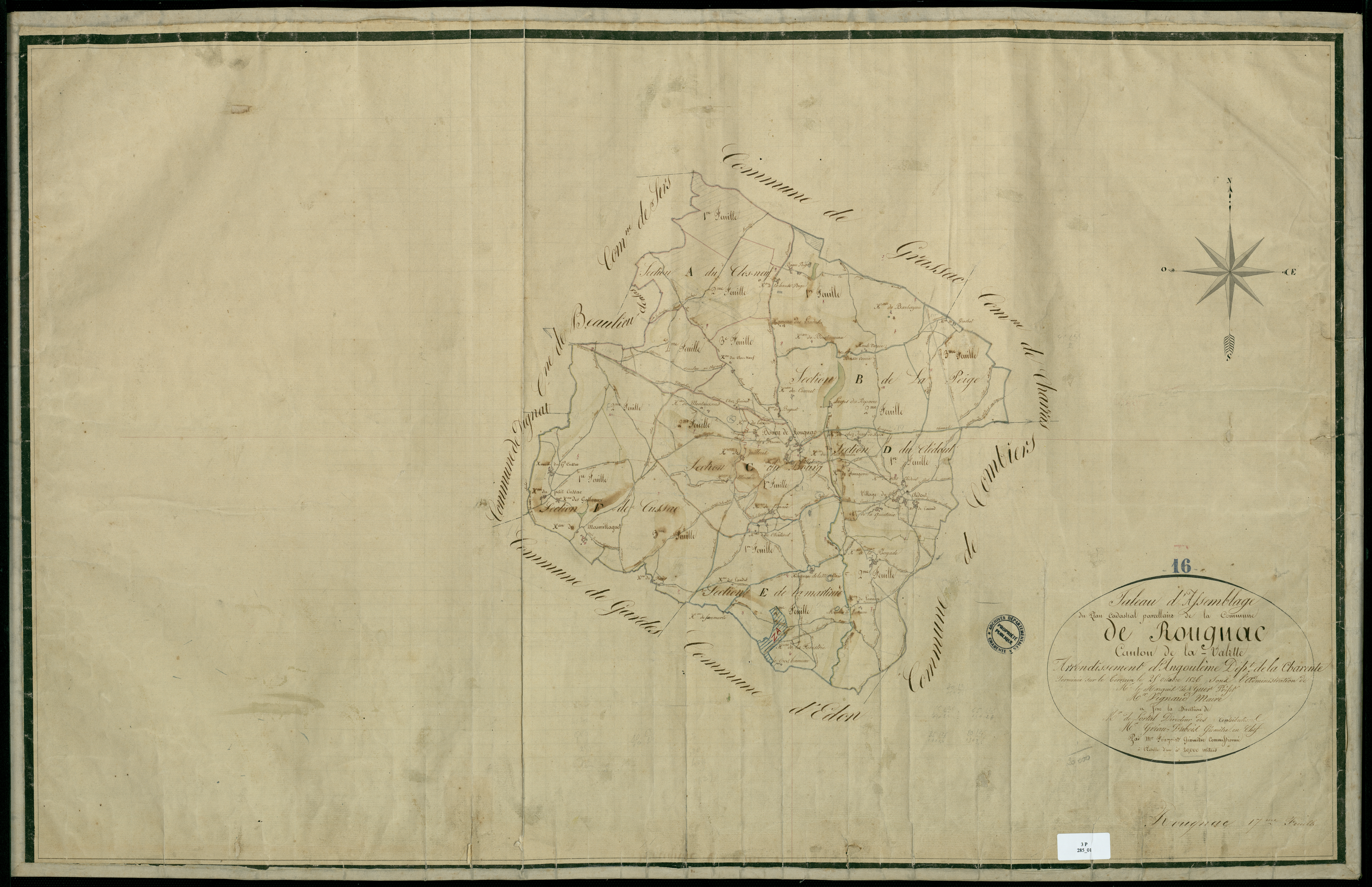 Rougnac - 3 P 285/1 - Tableau d'assemblage.  | 1826