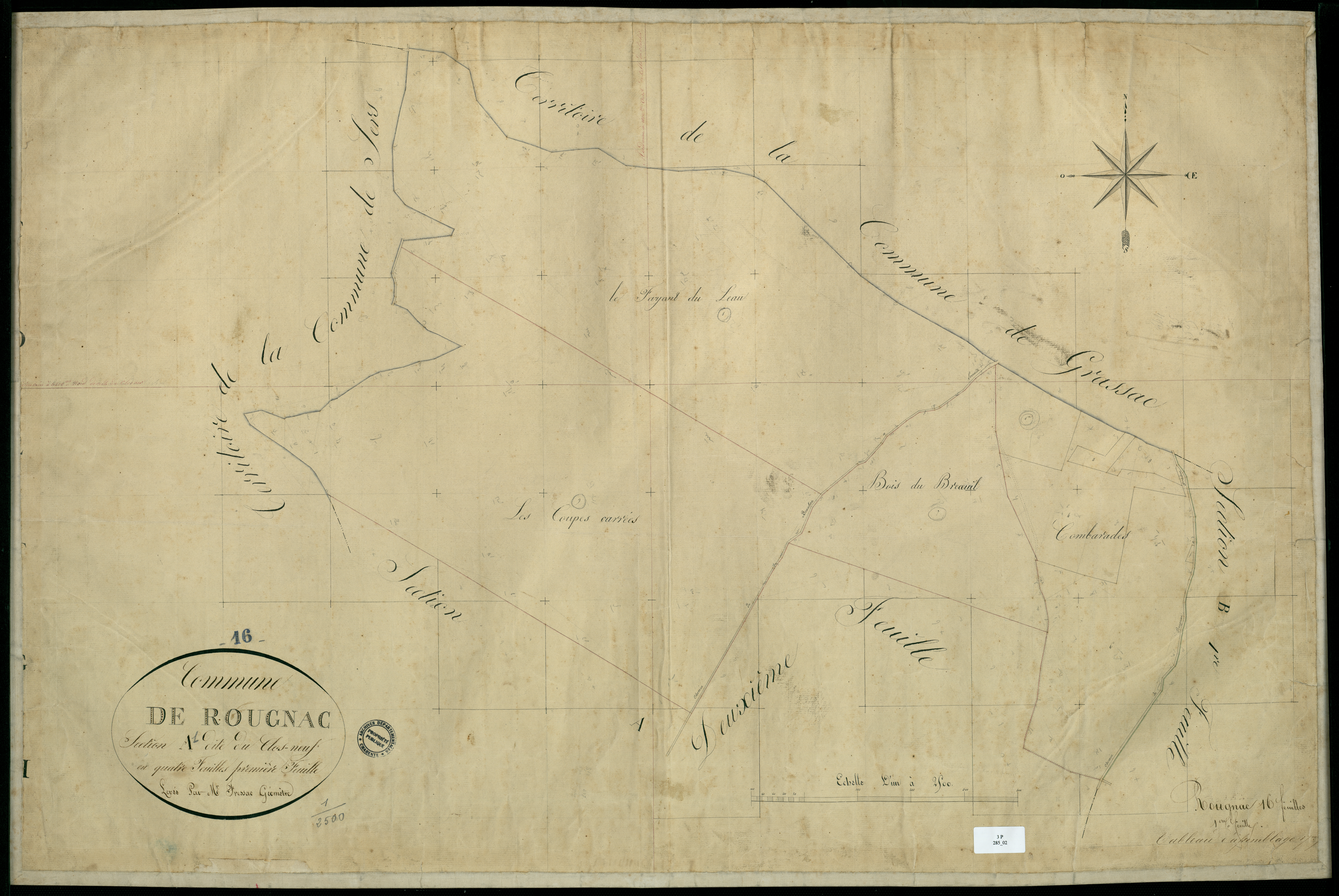 Rougnac - 3 P 285/2 - Section A dite du Clos-Neuf. Feuille 1.  | 1826