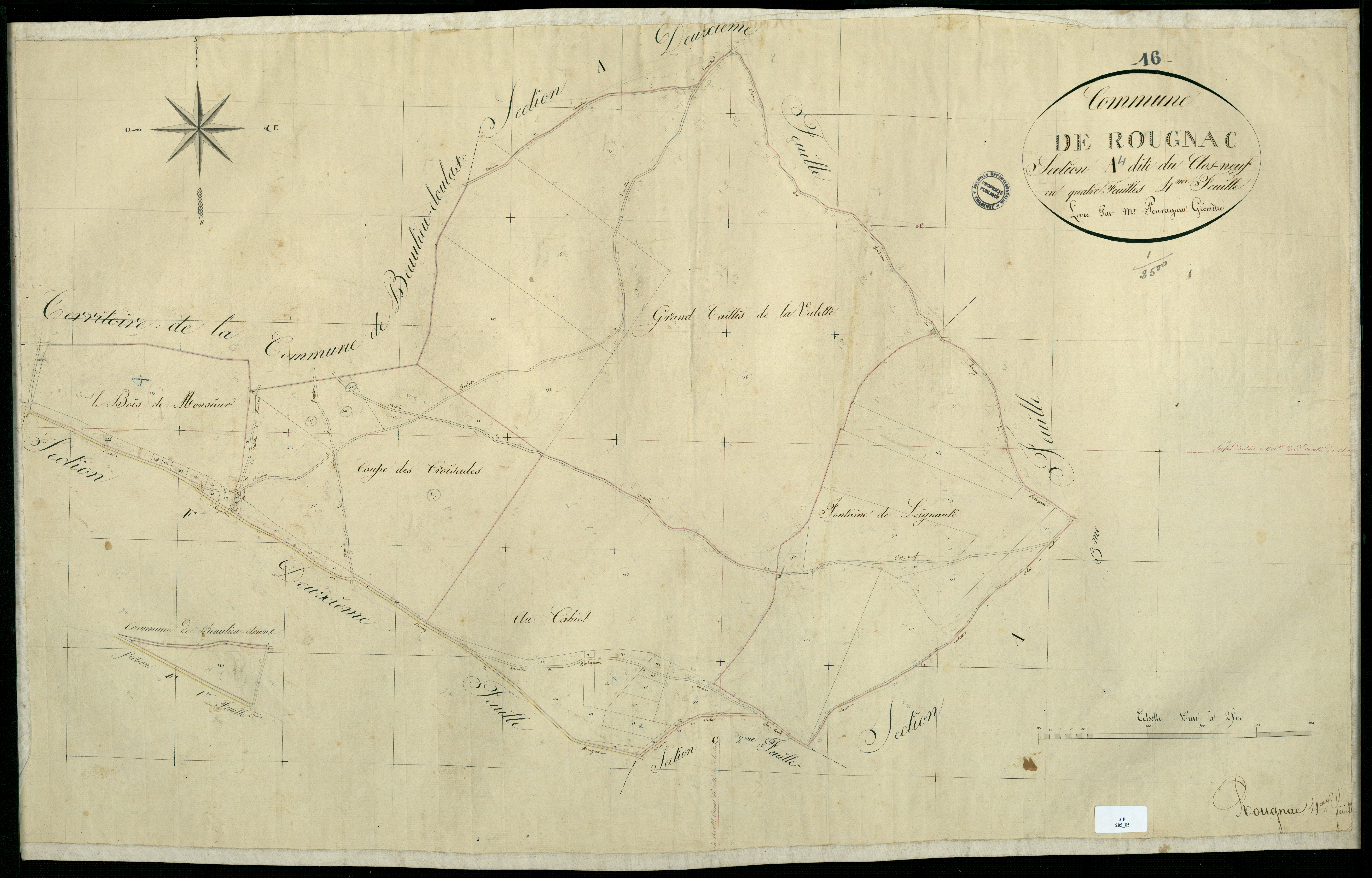 Rougnac - 3 P 285/5 - Section A dite du Clos-Neuf. Feuille 4.  | 1826