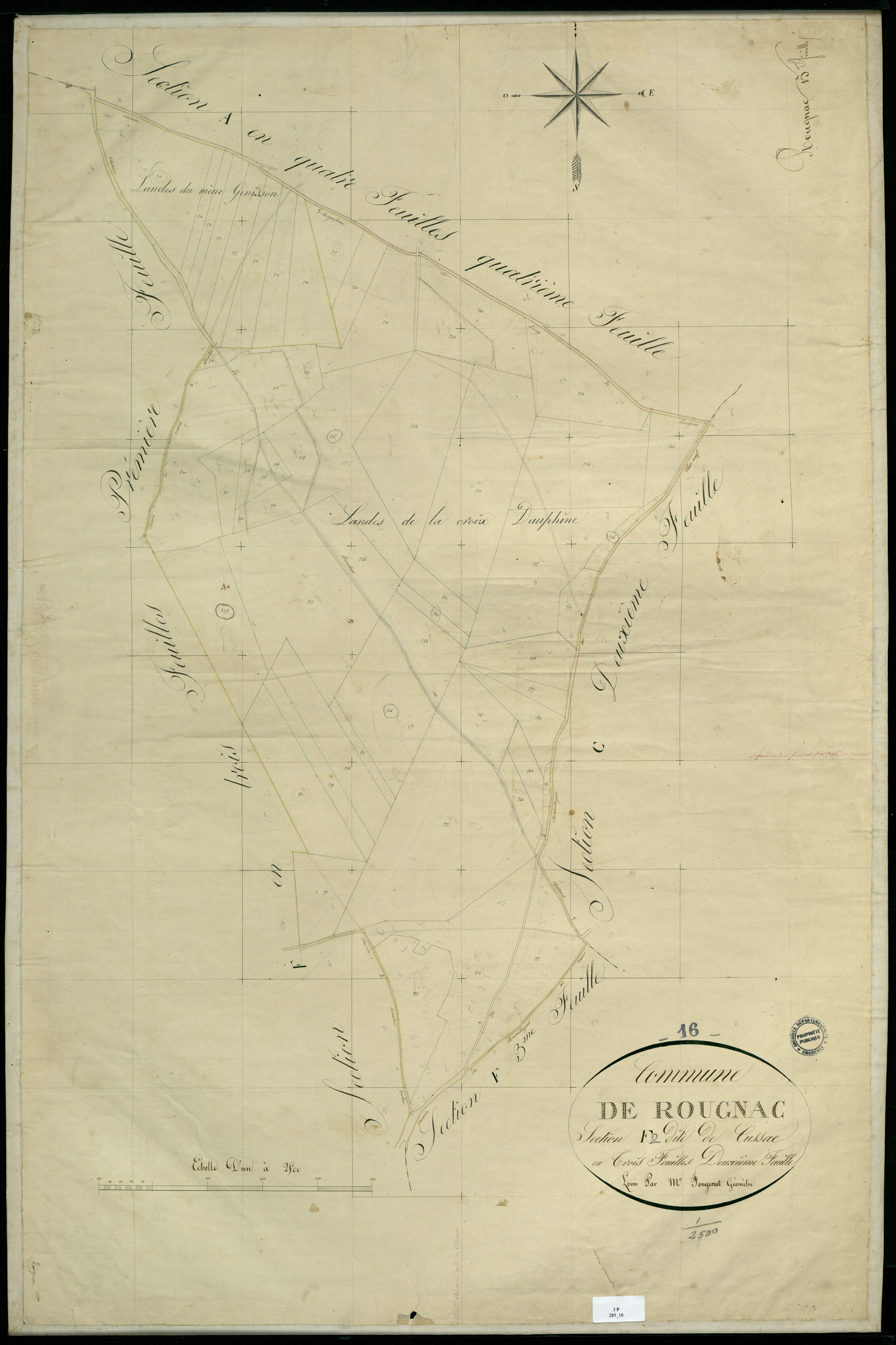 Rougnac - 3 P 285/16 - Section F dite de Cussac. Feuille 2.  | 1826
