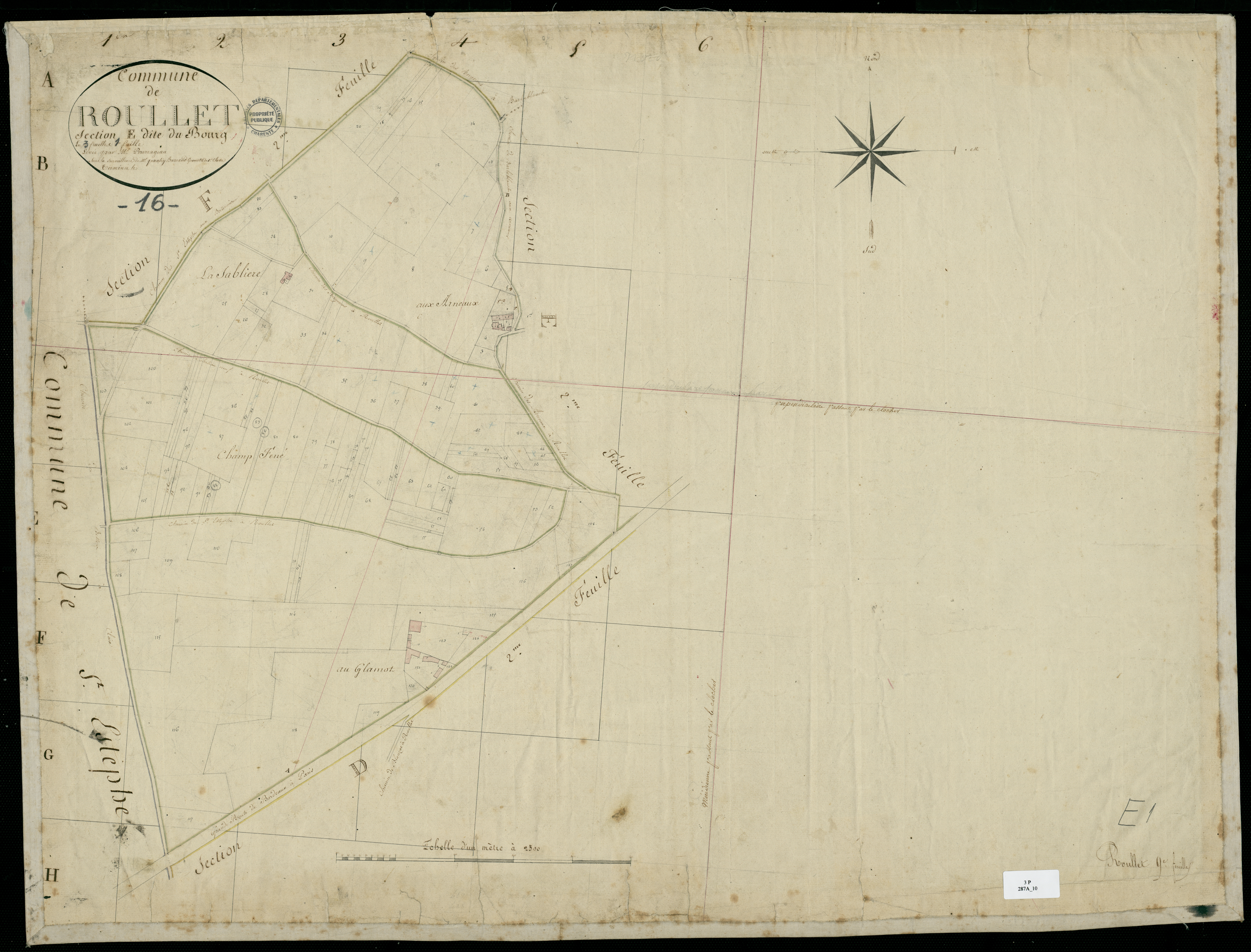 Roullet-Saint-Estèphe - 3 P 287A/10 - Section E dite du Bourg. Feuille 1.  | 1824