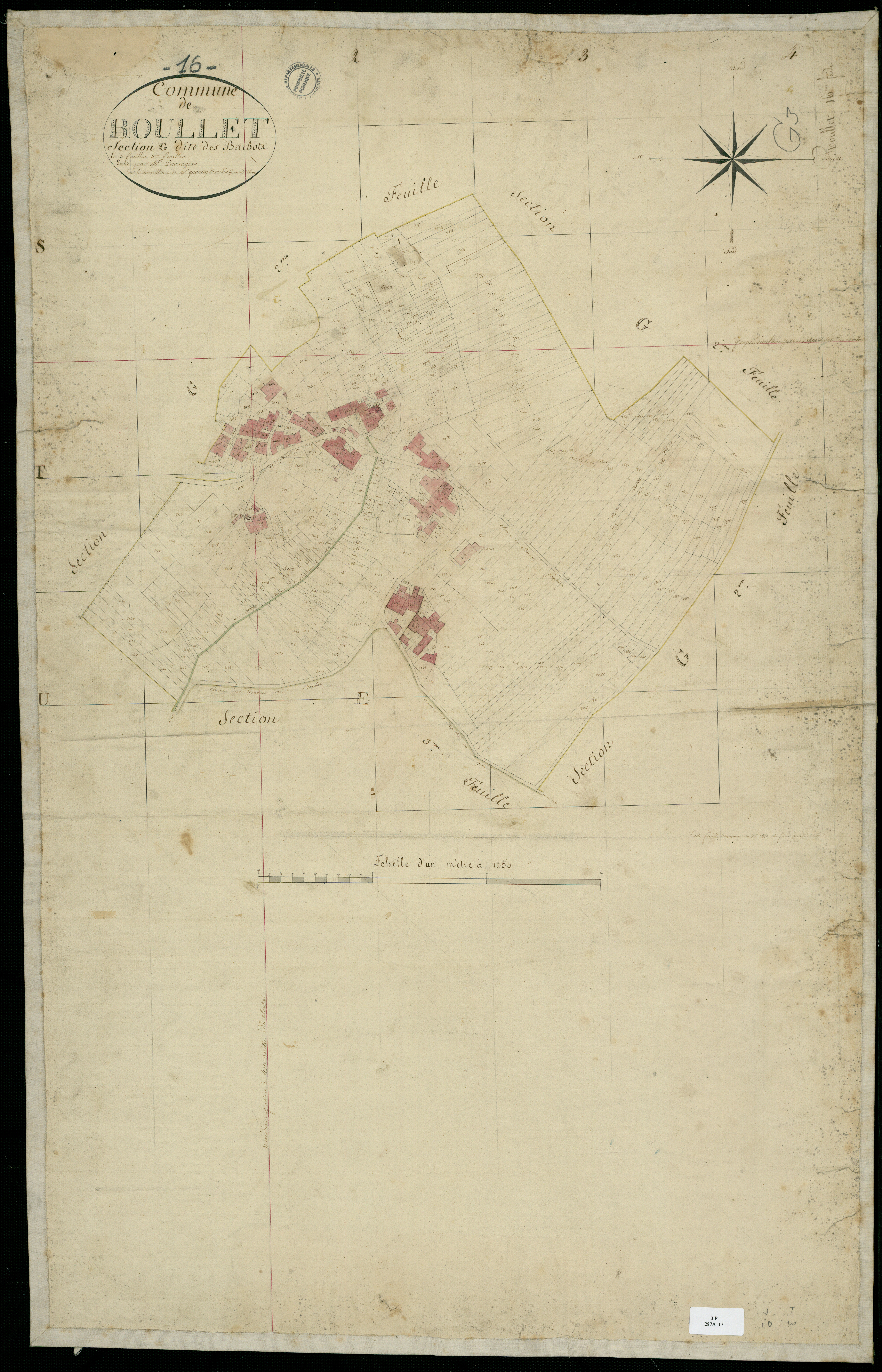 Roullet-Saint-Estèphe - 3 P 287A/17 - Section G dite des Barbots. Feuille 3.  | 1824