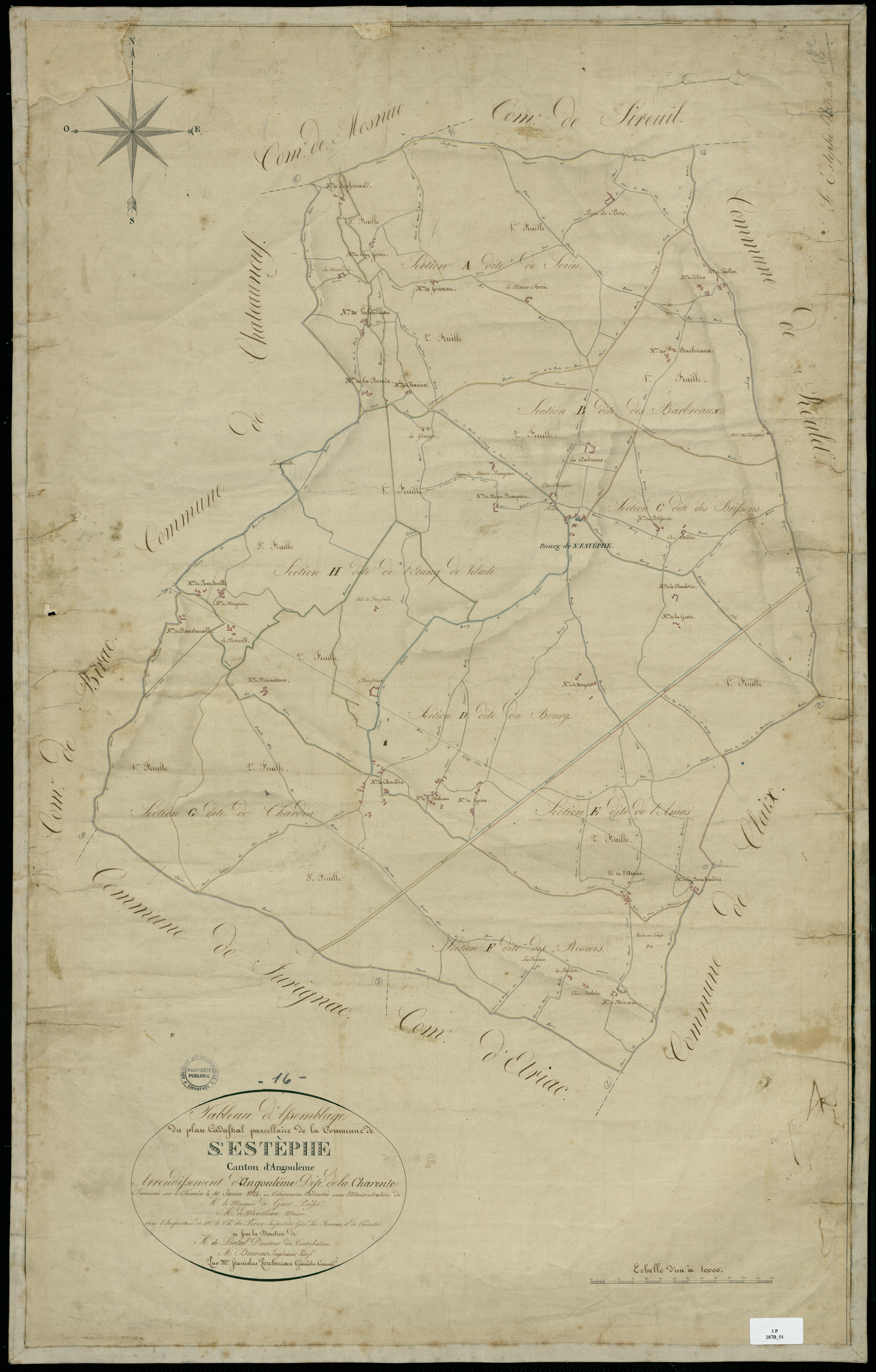 Roullet-Saint-Estèphe - 3 P 287B/1 - Tableau d'assemblage.  | 1824