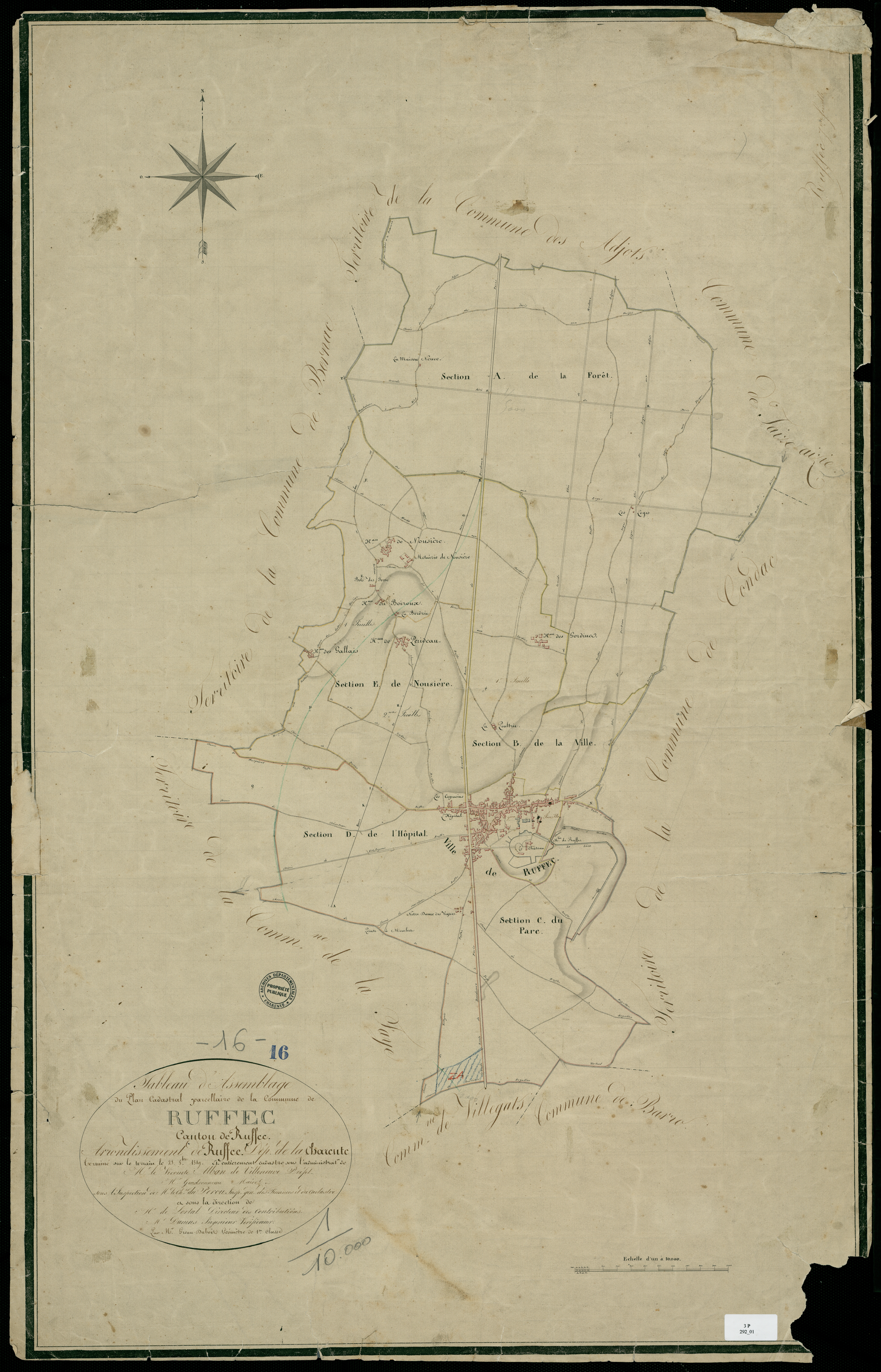 Ruffec - 3 P 292/1 - Tableau d'assemblage.  | 1819