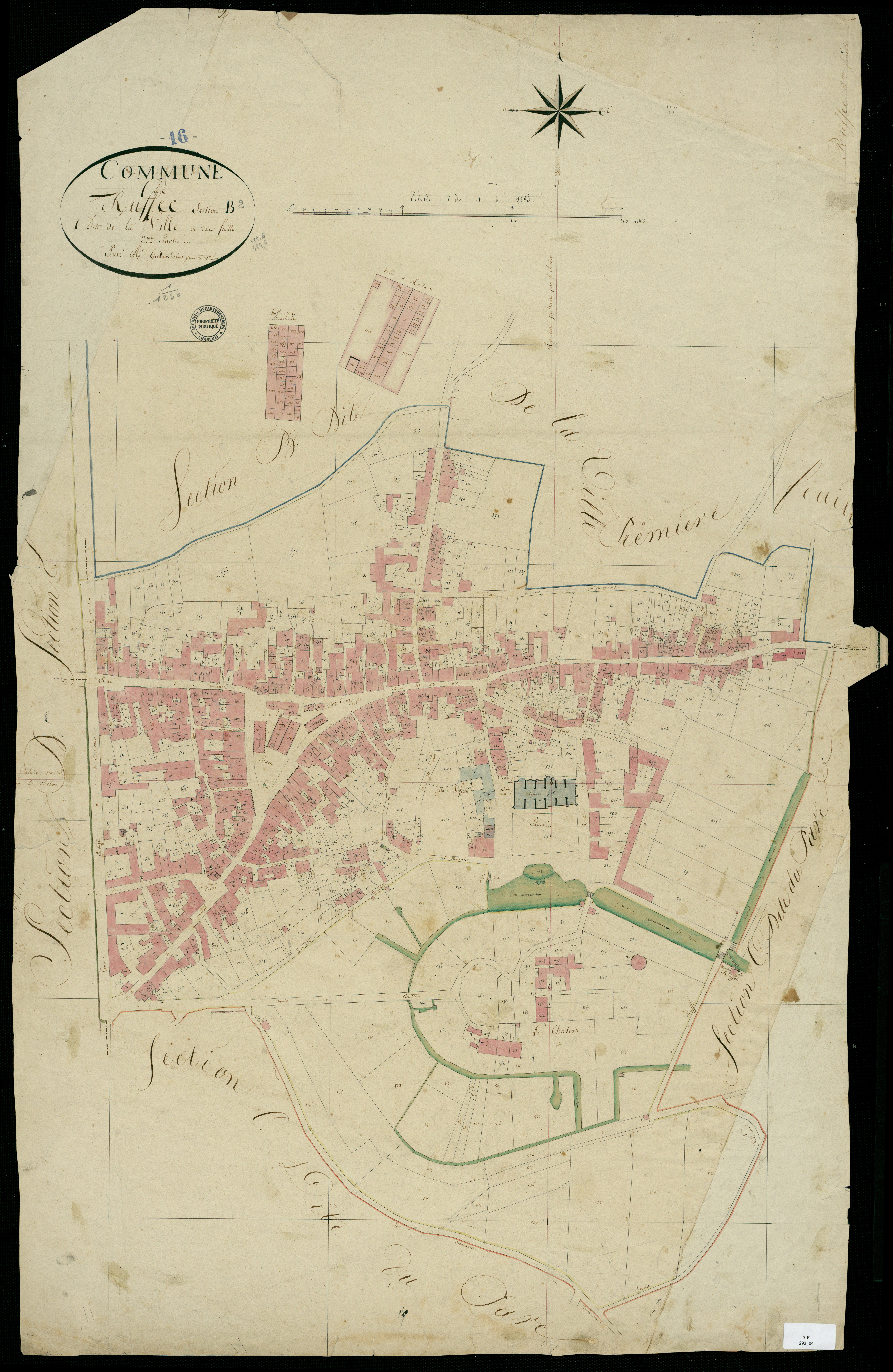 Ruffec - 3 P 292/4 - Section B dite de la Ville. Feuille 2.  | 1819