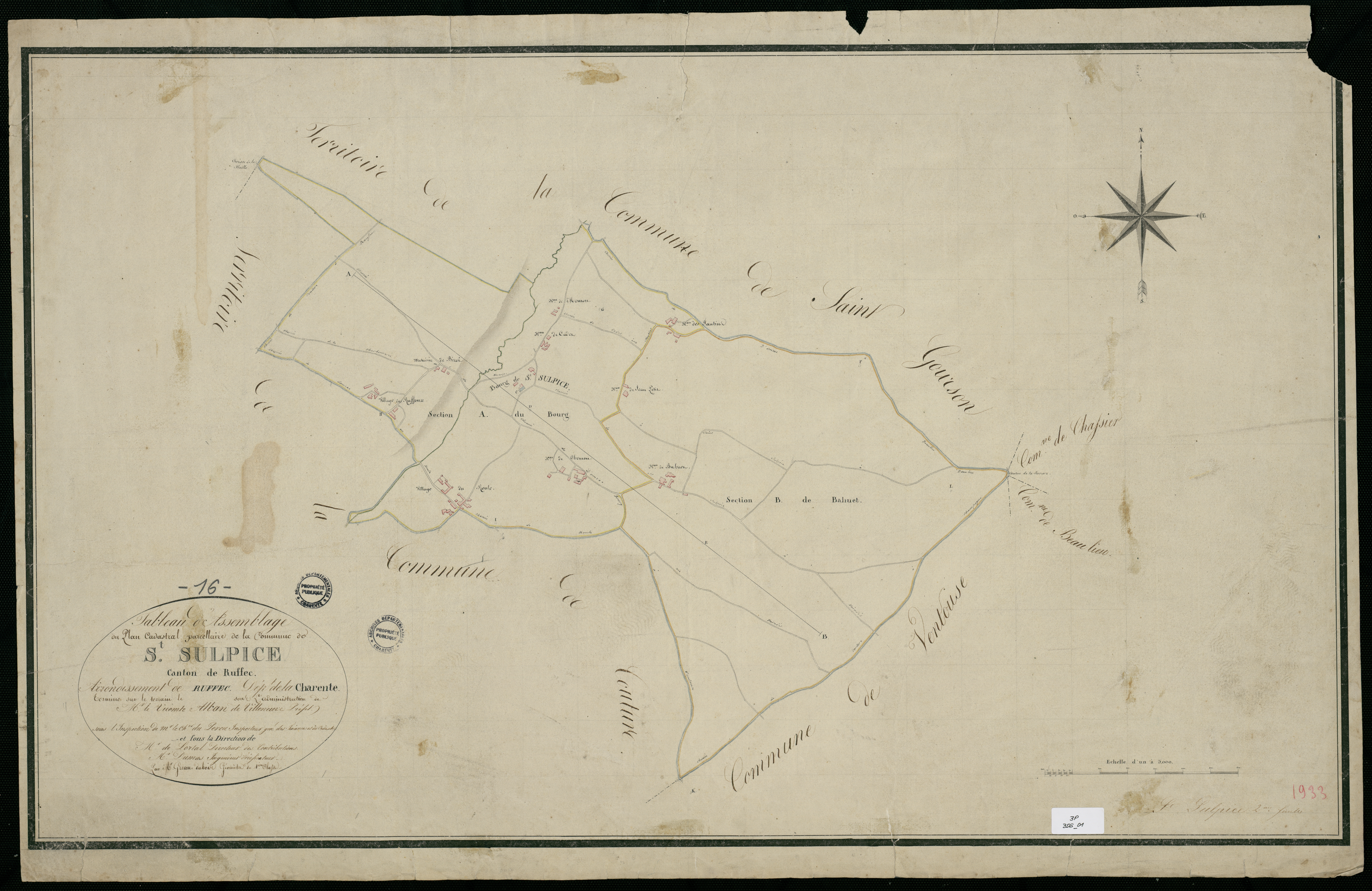 Ruffec - 3 P 356/1 - Tableau d'assemblage. Feuille 1.  | 1817