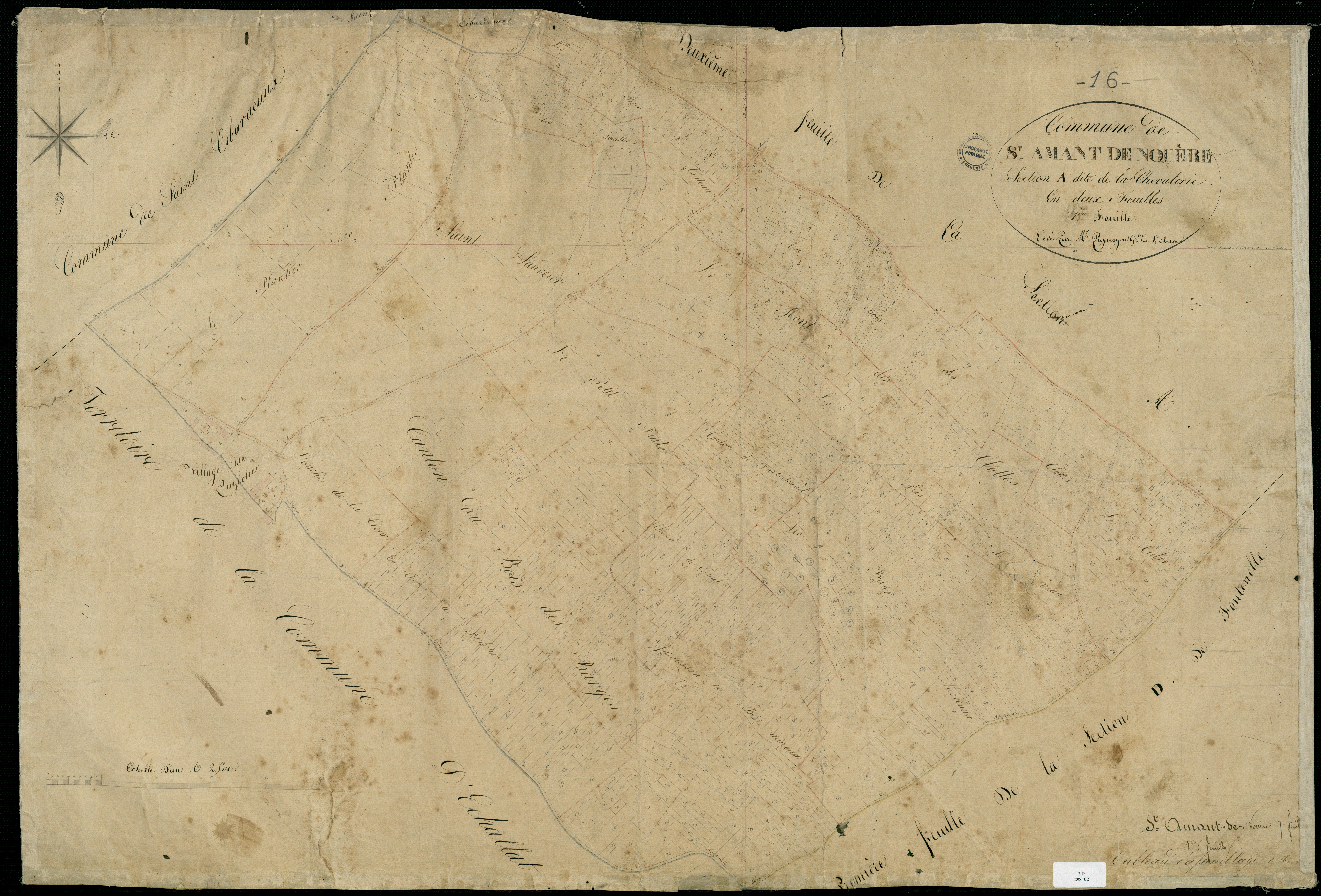 Saint-Amant-de-Nouère - 3 P 298/2 - Section A dite de la Chevalerie. Feuille 1.  | 1828