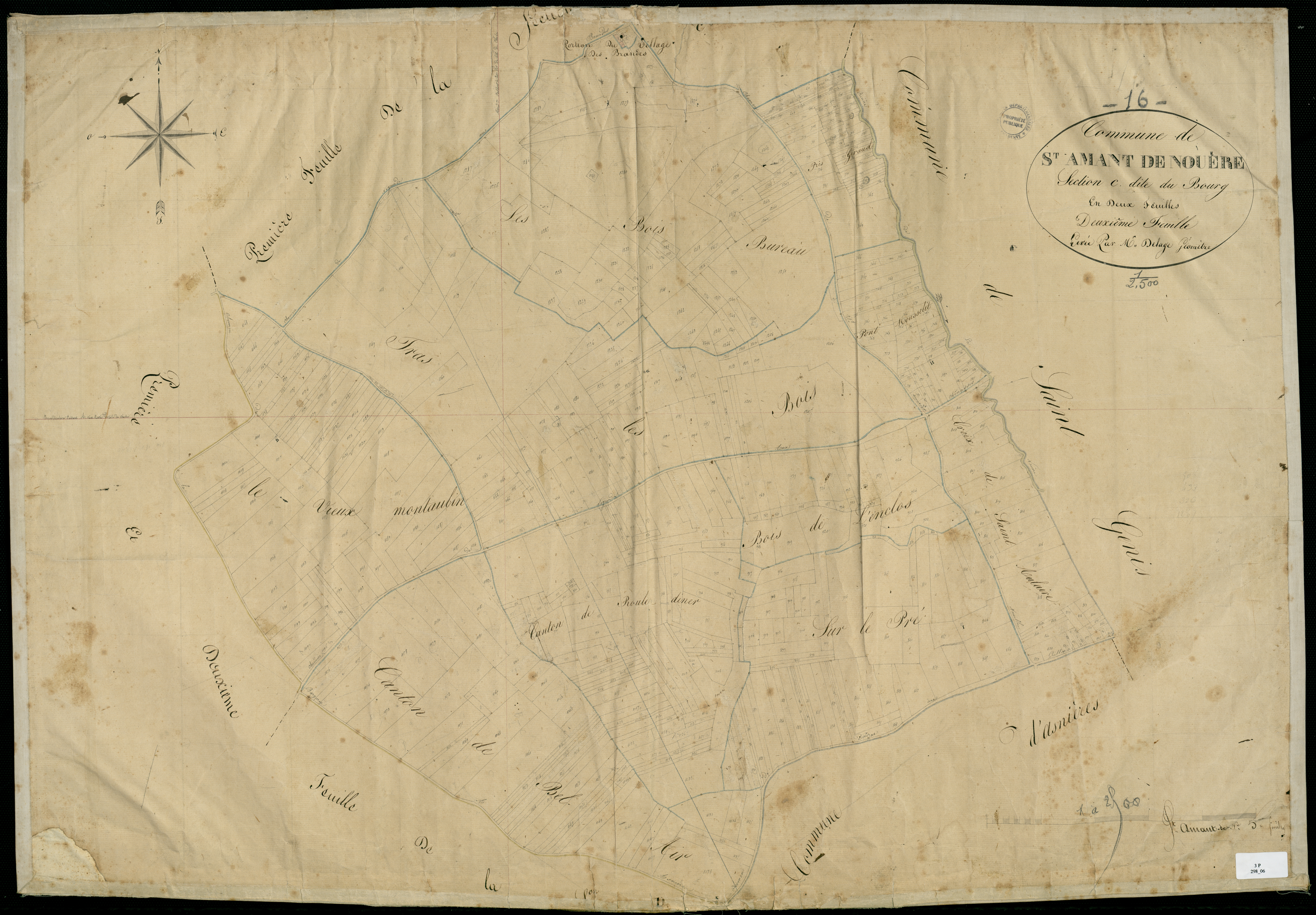Saint-Amant-de-Nouère - 3 P 298/6 - Section C dite du Bourg. Feuille 2.  | 1828