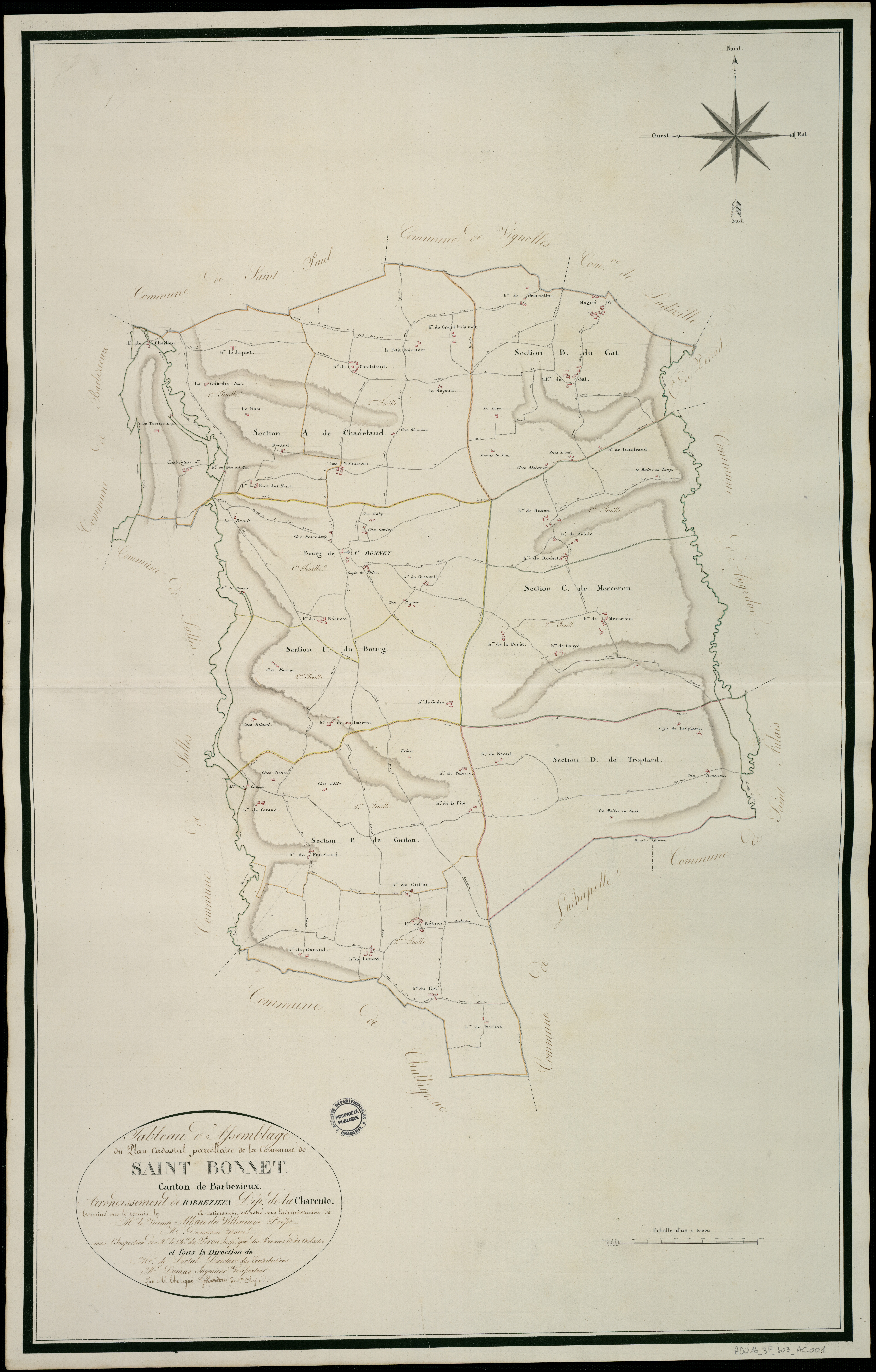Saint-Bonnet - 3 P 303/AC1 - Tableau d'assemblage  | 1813