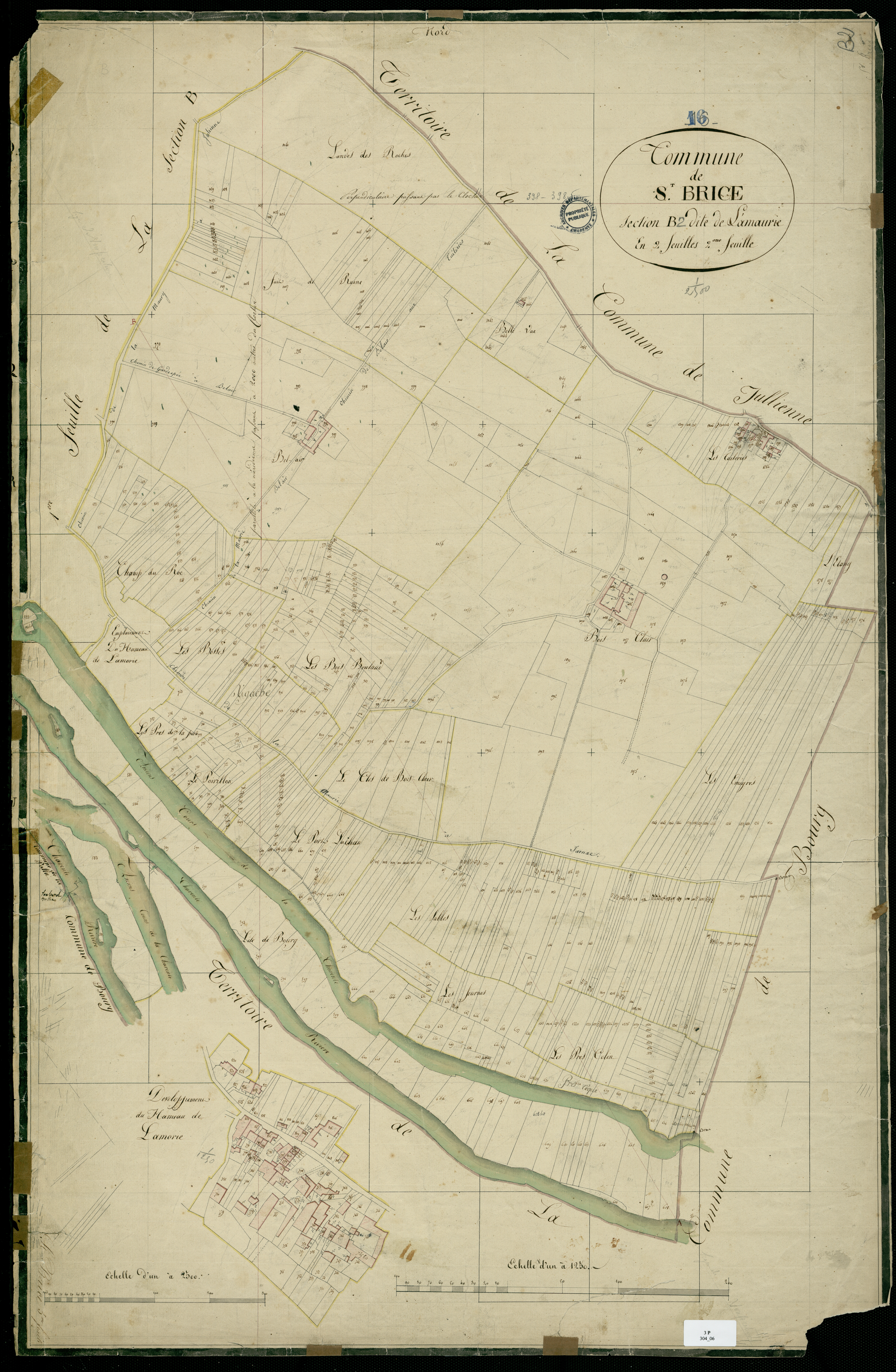 Saint-Brice - 3 P 34/6 - Section B dite de la Maurie. Feuille 2.  | 1820