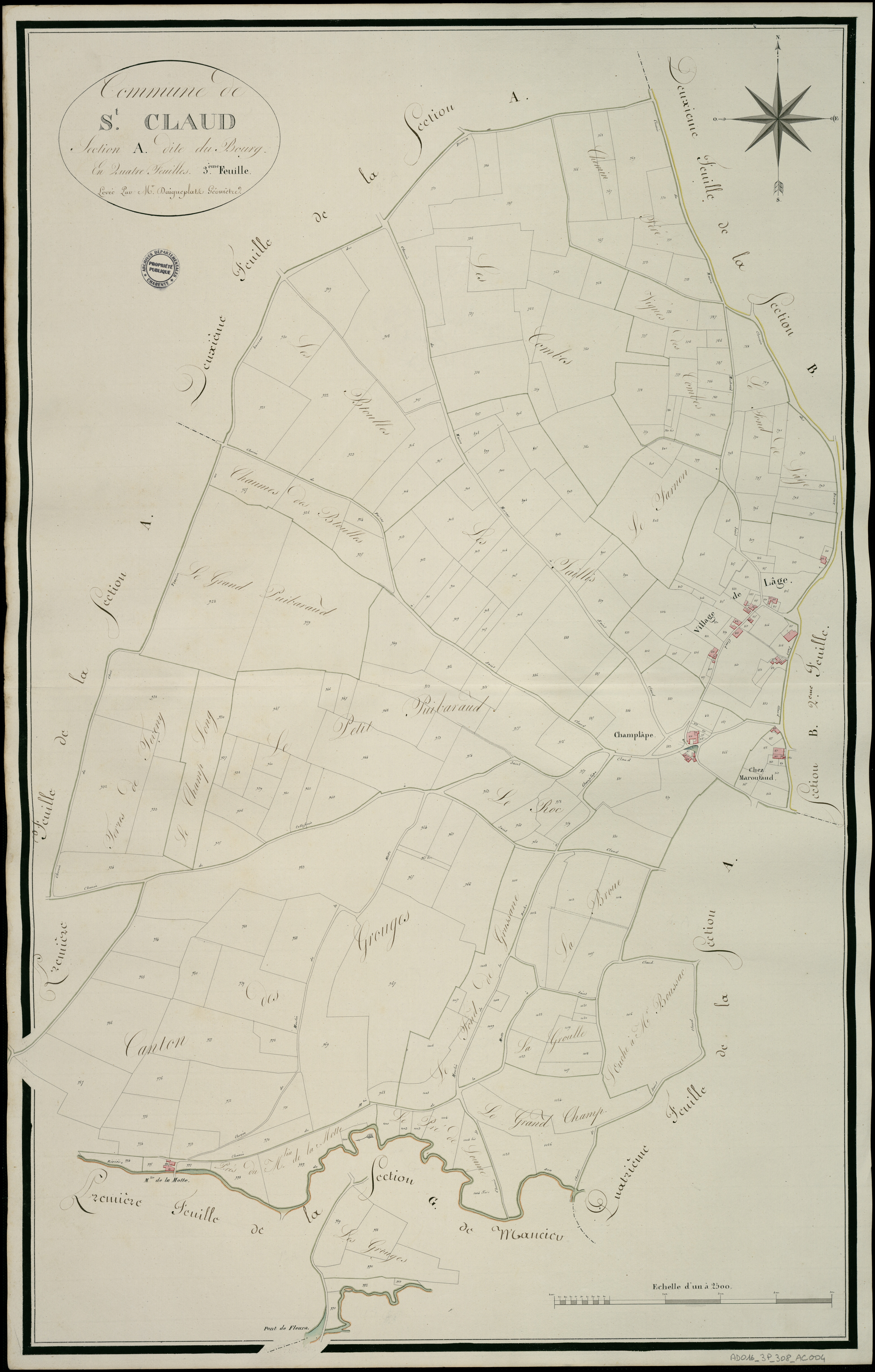 Saint-Claud - 3 P 308/AC4 - Section A dite du Bourg | 1810