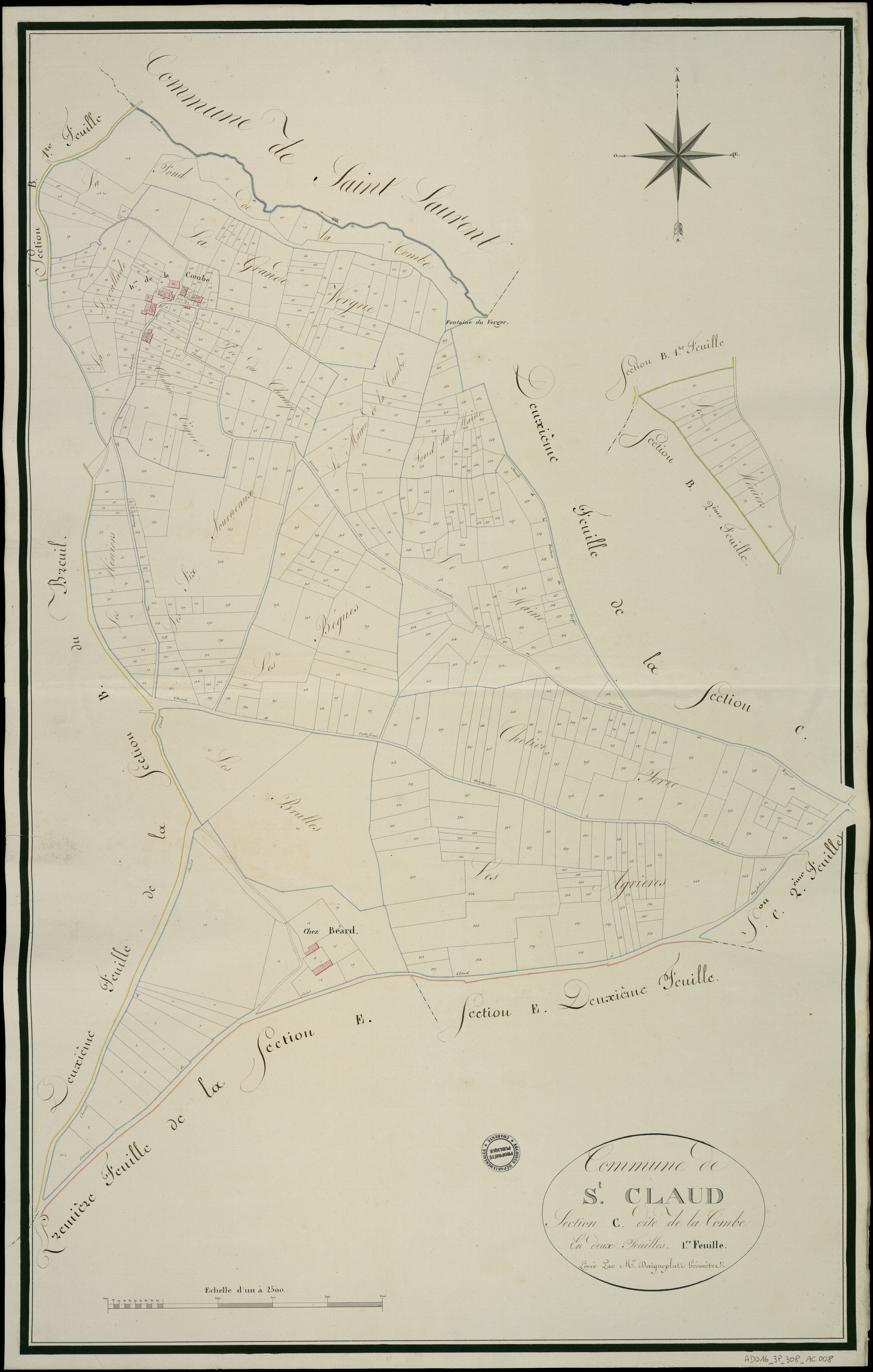 Saint-Claud - 3 P 308/AC8 - Section C dite de la Combe | 1810
