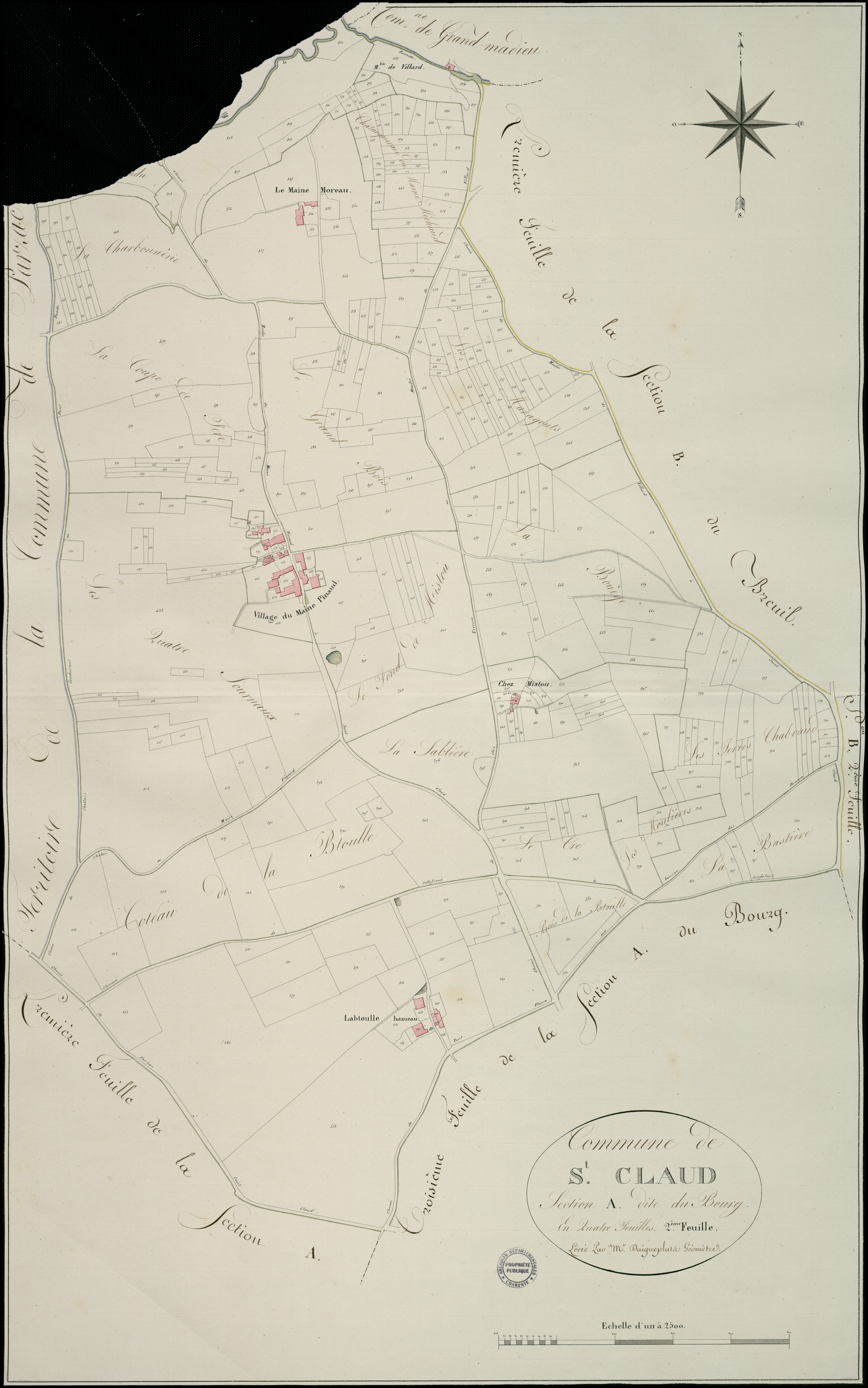 Saint-Claud - 3 P 308/AC3 - Section A dite du Bourg | 1810