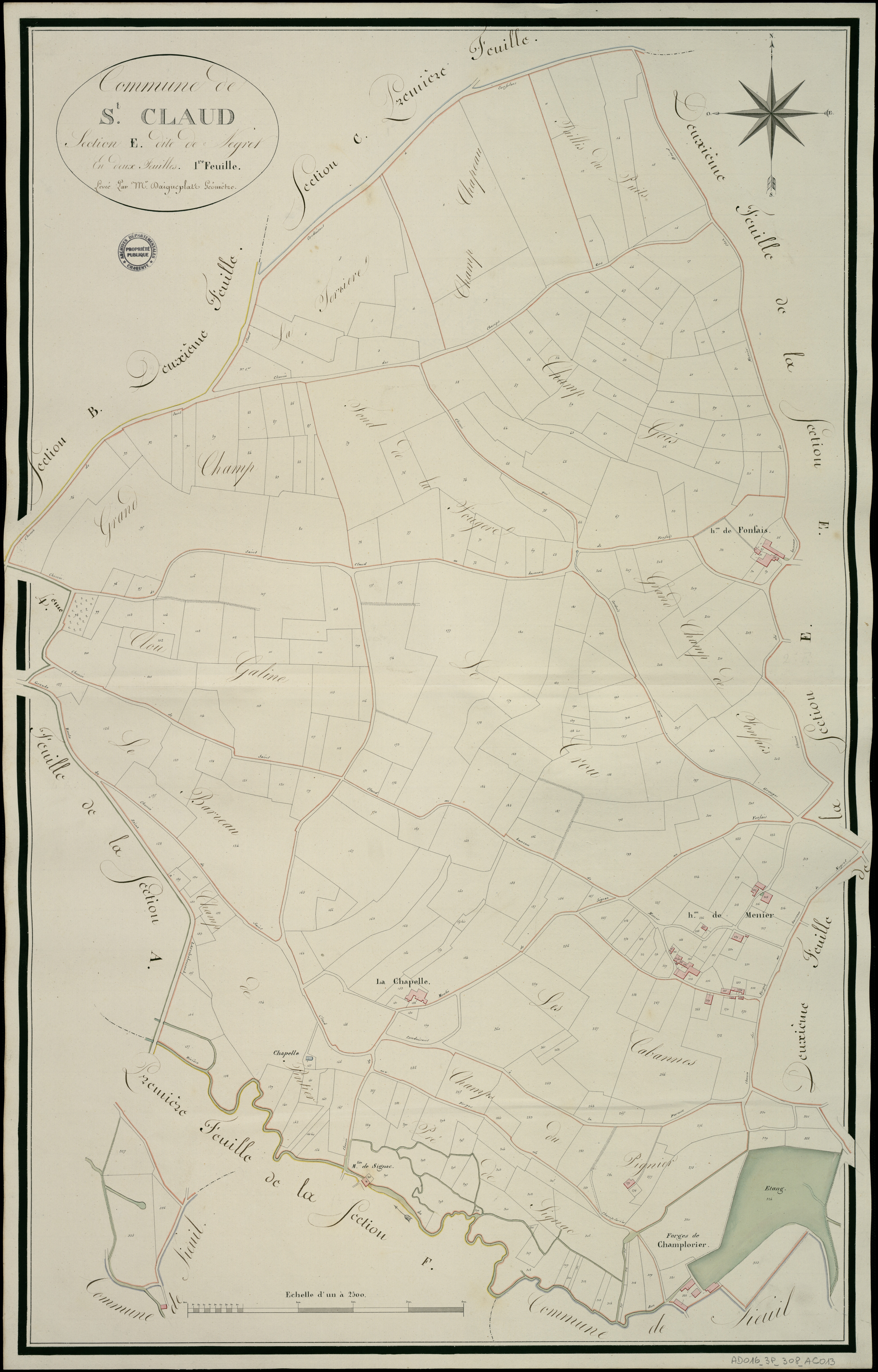Saint-Claud - 3 P 308/AC13 - Section E dite de Negret | 1817