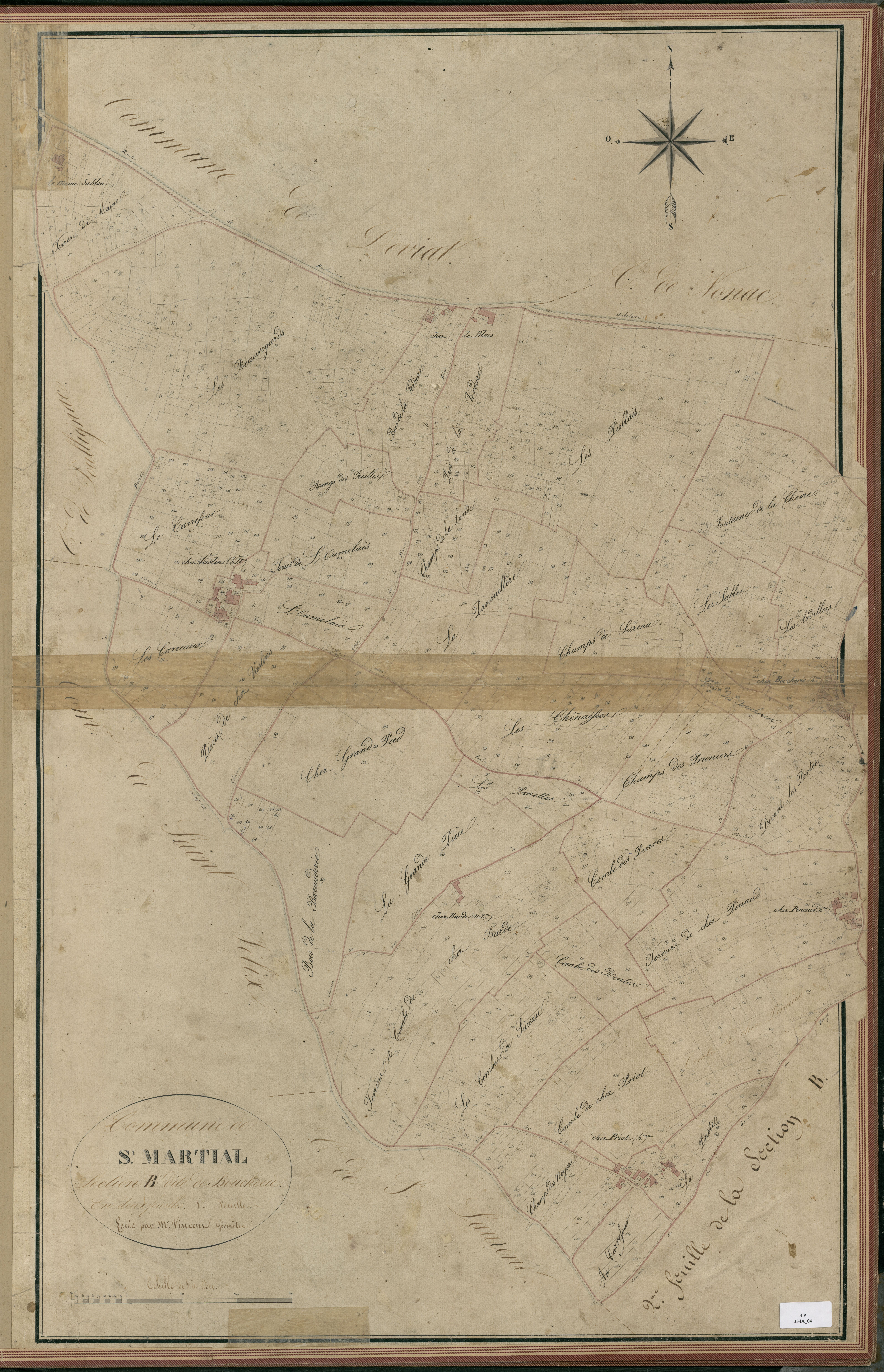 Saint-Martial - 3 P 334A/4 - Section B dite de Boucherie. Feuille 1.  | 1834