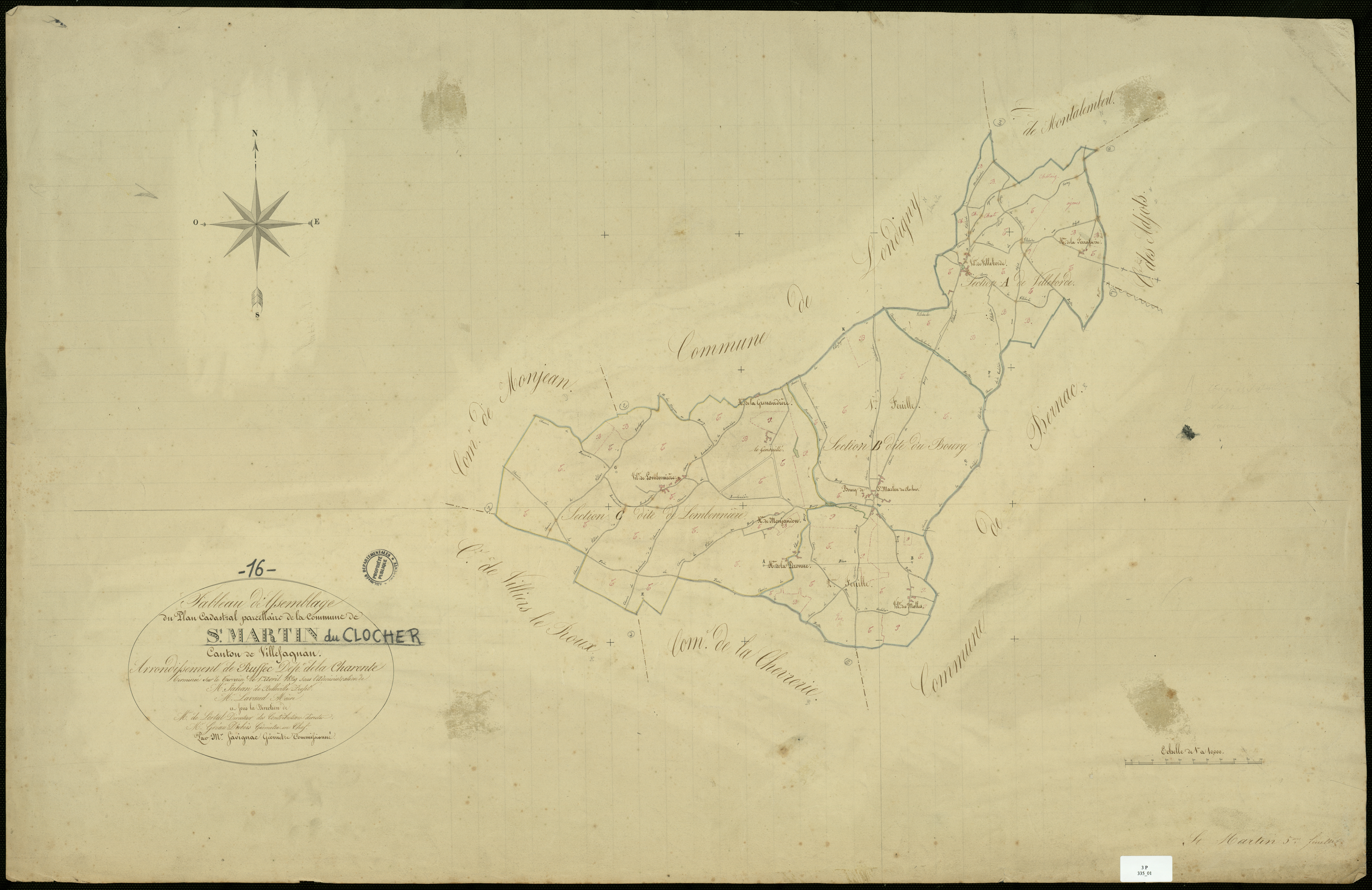 Saint-Martin-du-Clocher - 3 P 335/1 - Tableau d'assemblage.  | 1829