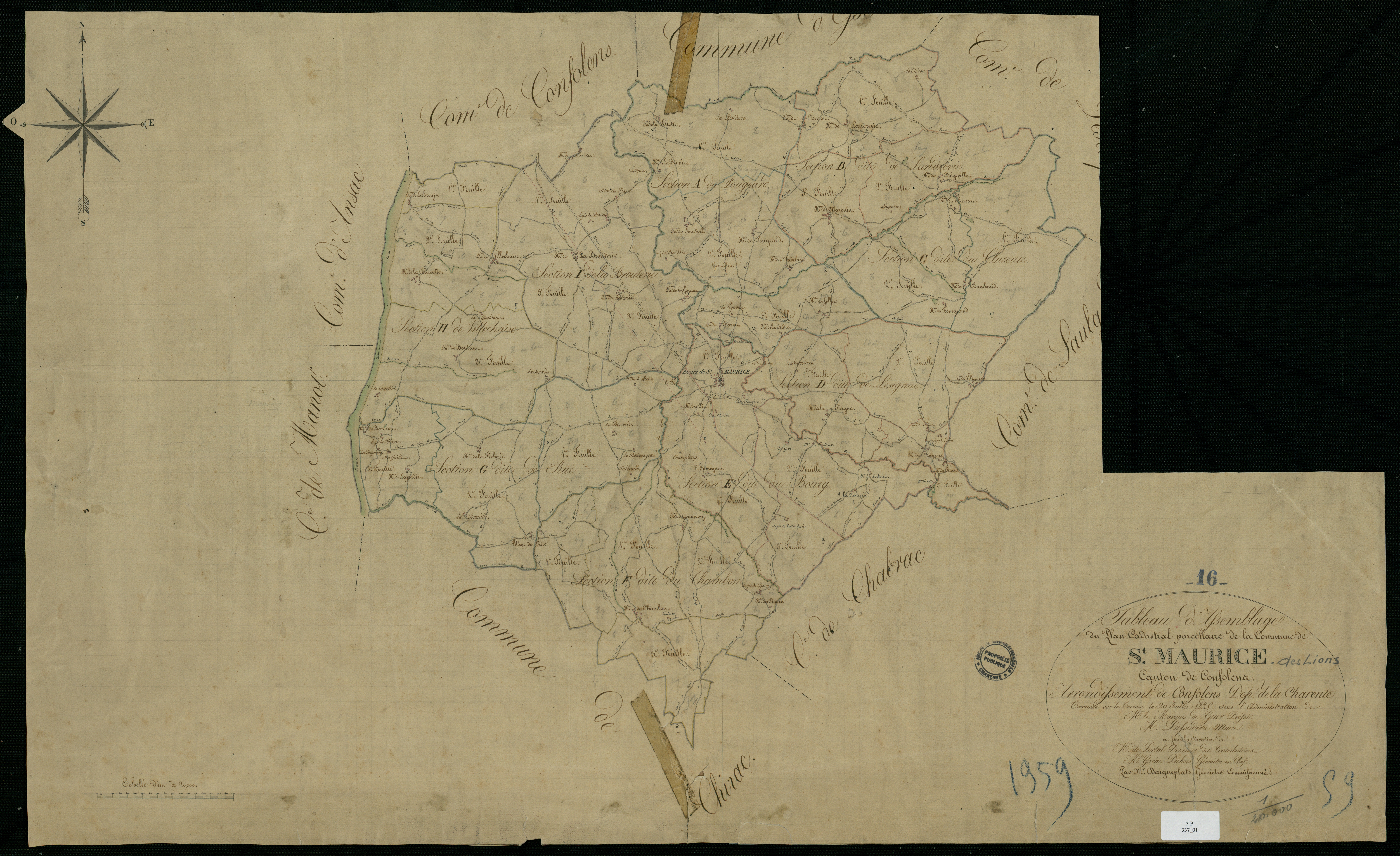 Saint-Maurice-des-Lions - 3 P 337/1 - Tableau d'assemblage.  | 1825