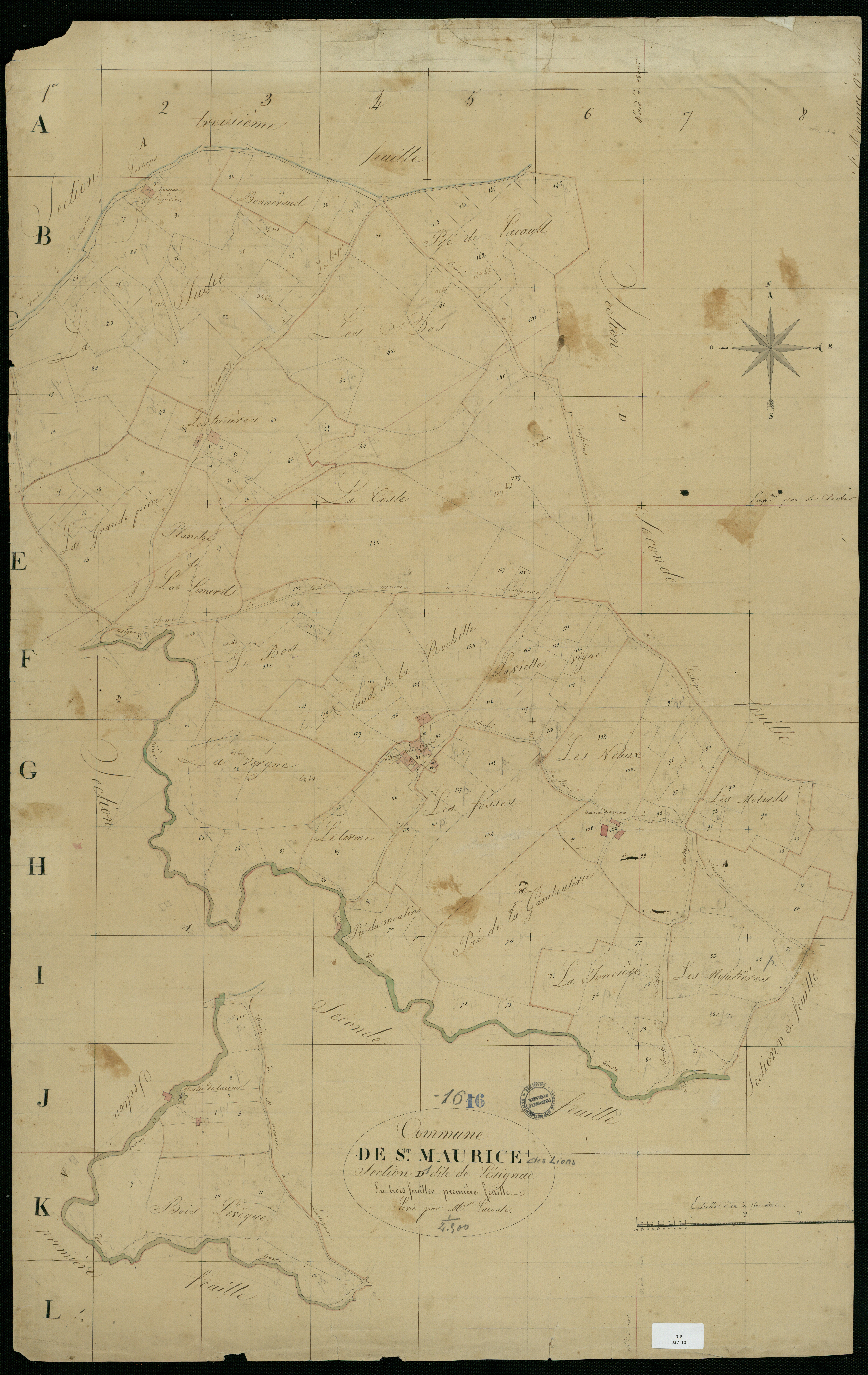Saint-Maurice-des-Lions - 3 P 337/10 - Section D dite de Lésignac. Feuille 1.  | 1825