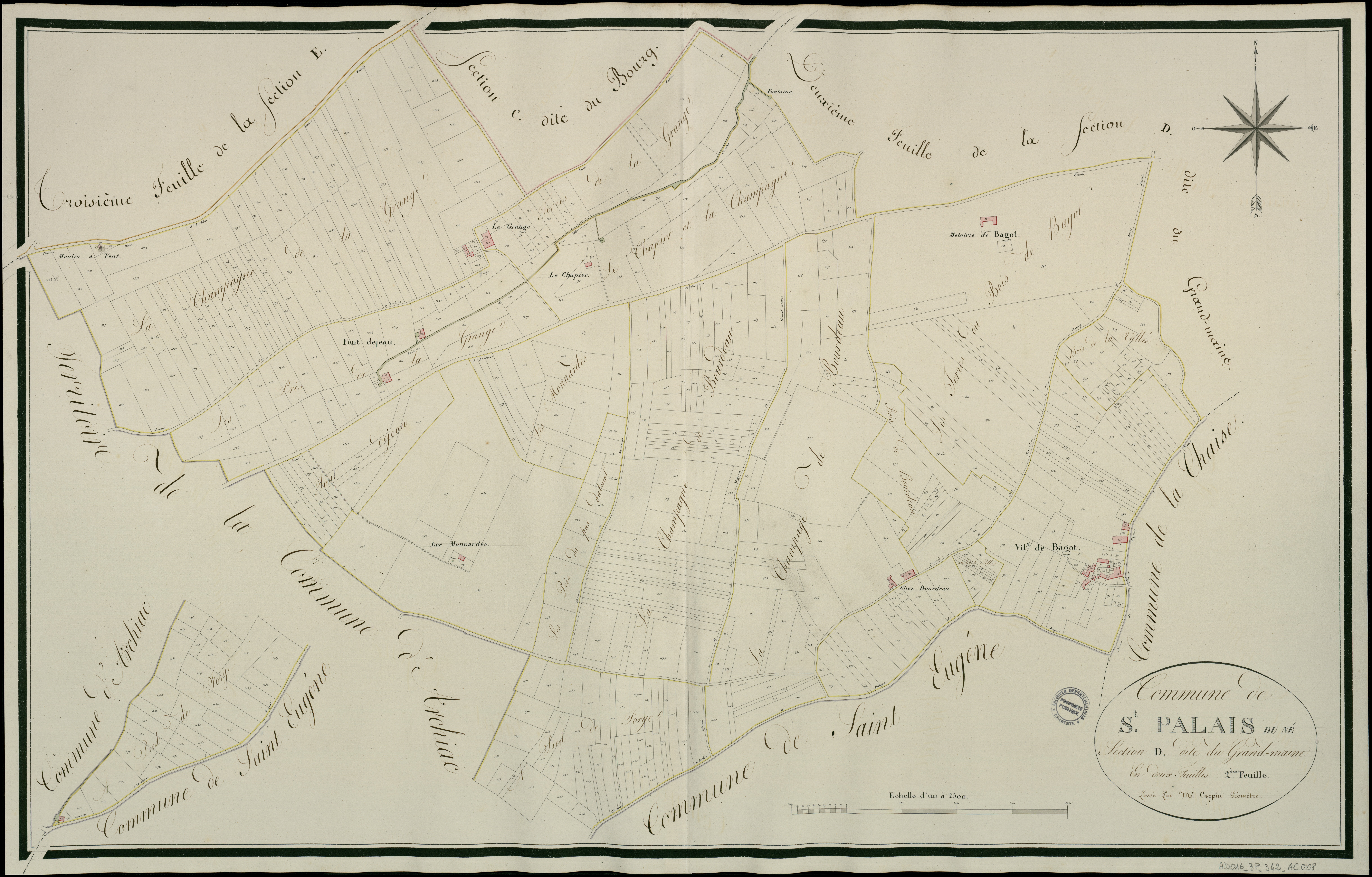 Saint-Palais-du-Né - 3 P 342/AC8 - Section D dite du Grand-Maine | 1814