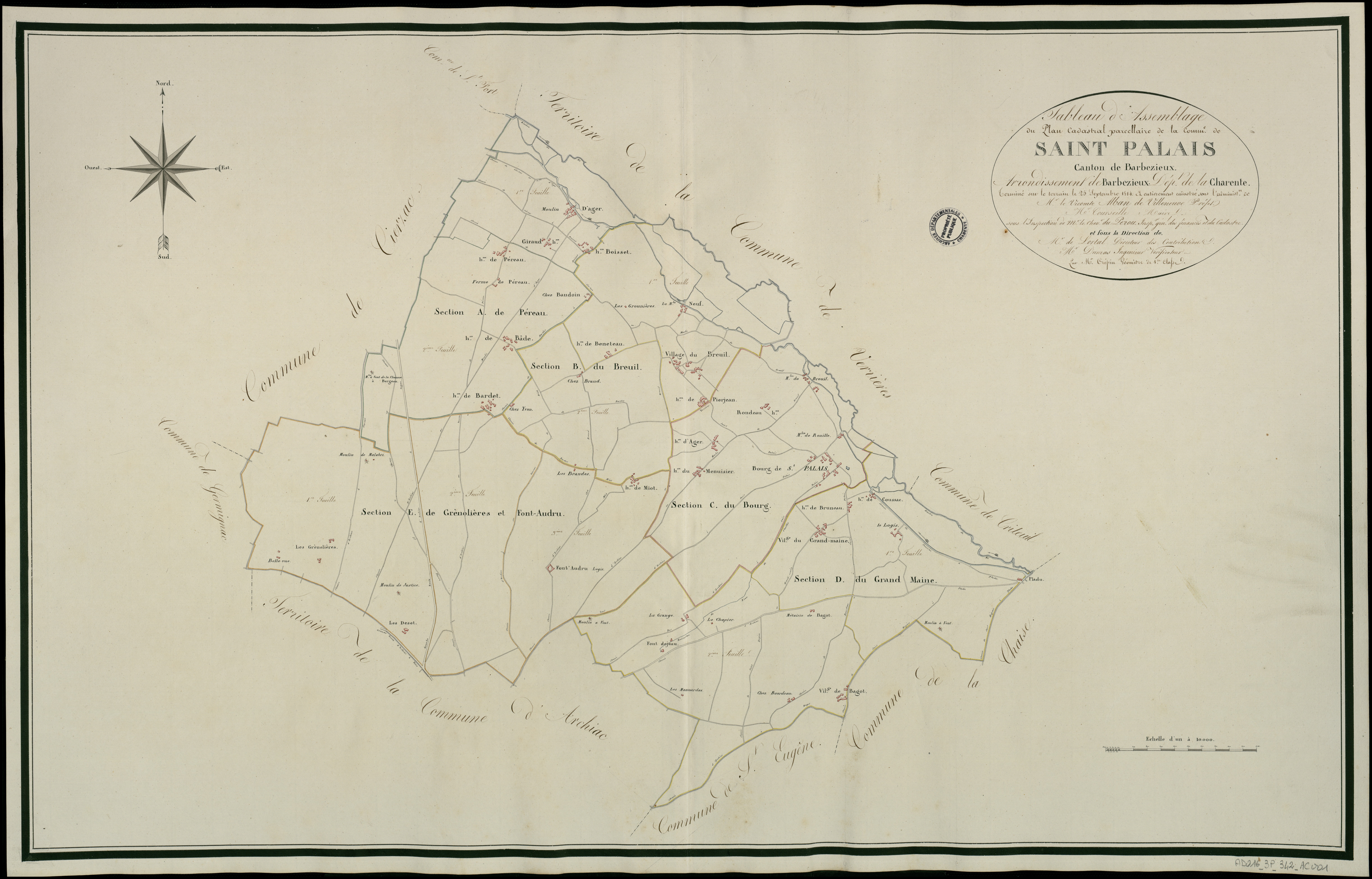 Saint-Palais-du-Né - 3 P 342/AC1 - Tableau d'assemblage  | 1813