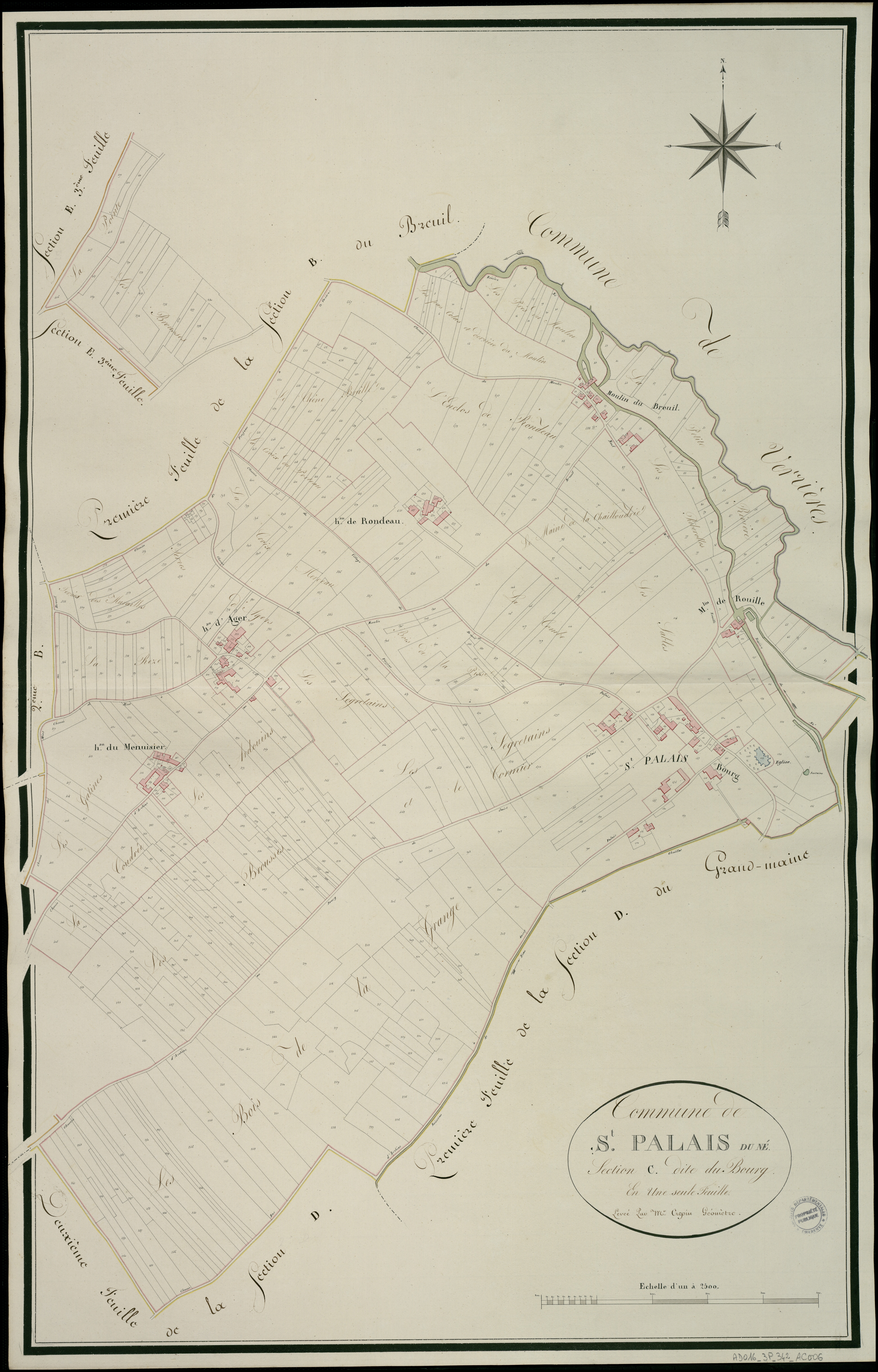 Saint-Palais-du-Né - 3 P 342/AC6 - Section C dite du Bourg  | 1814