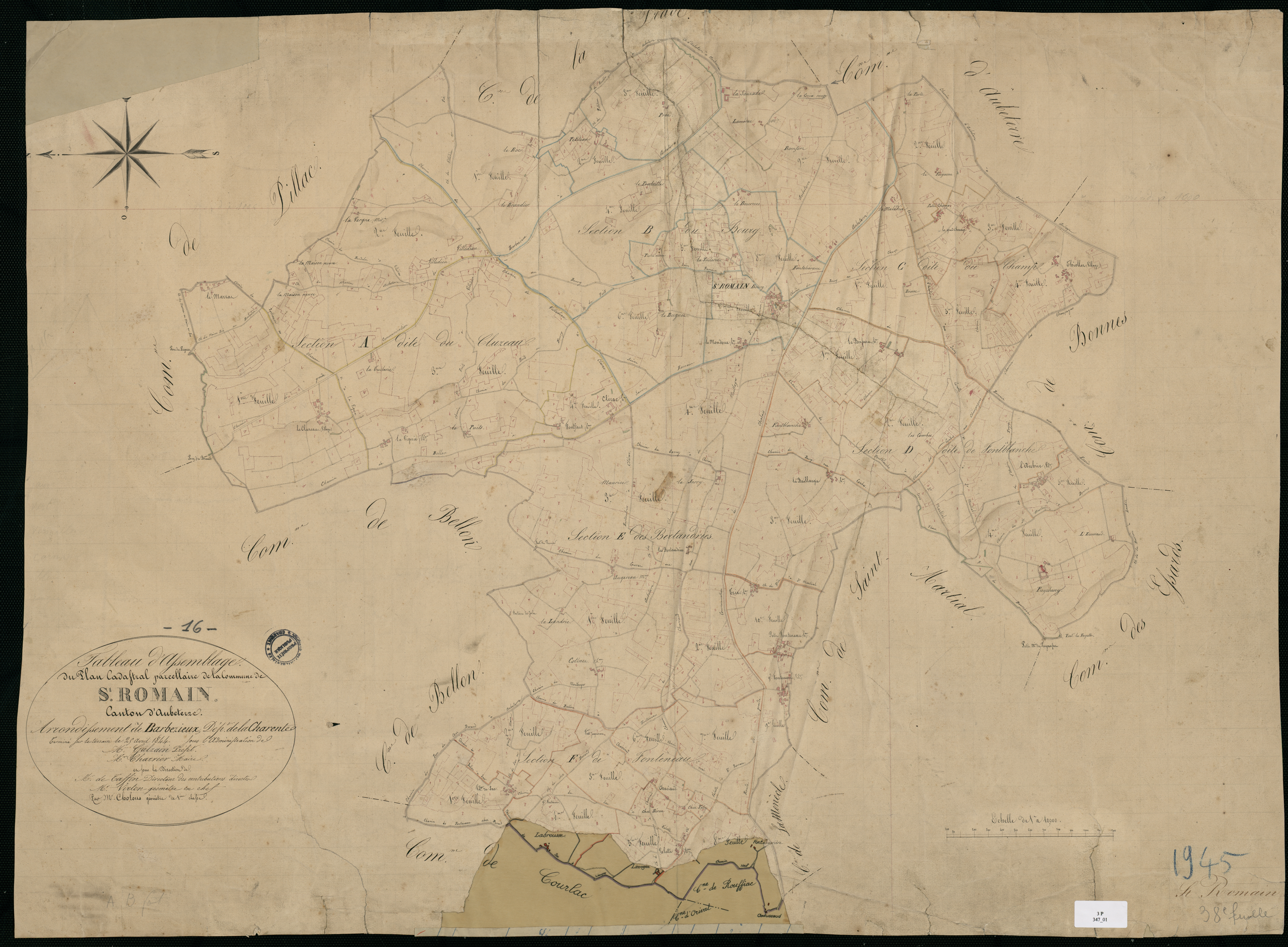 Saint-Romain - 3 P 347/1 - Tableau d'assemblage.  | 1844