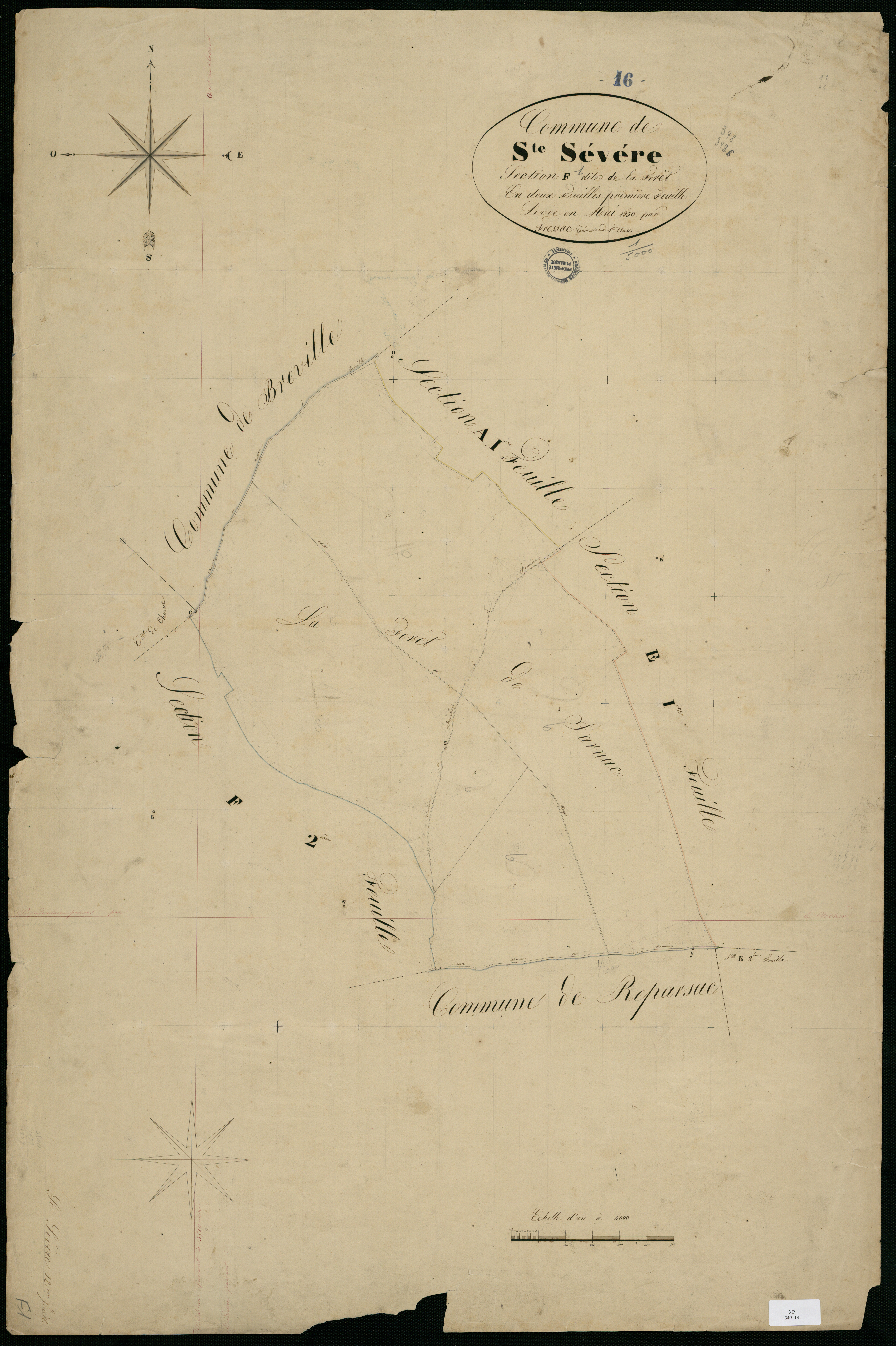 Sainte-Sévère - 3 P 349/13 - Section F dite de la Forêt. Feuille 1.  | 1830