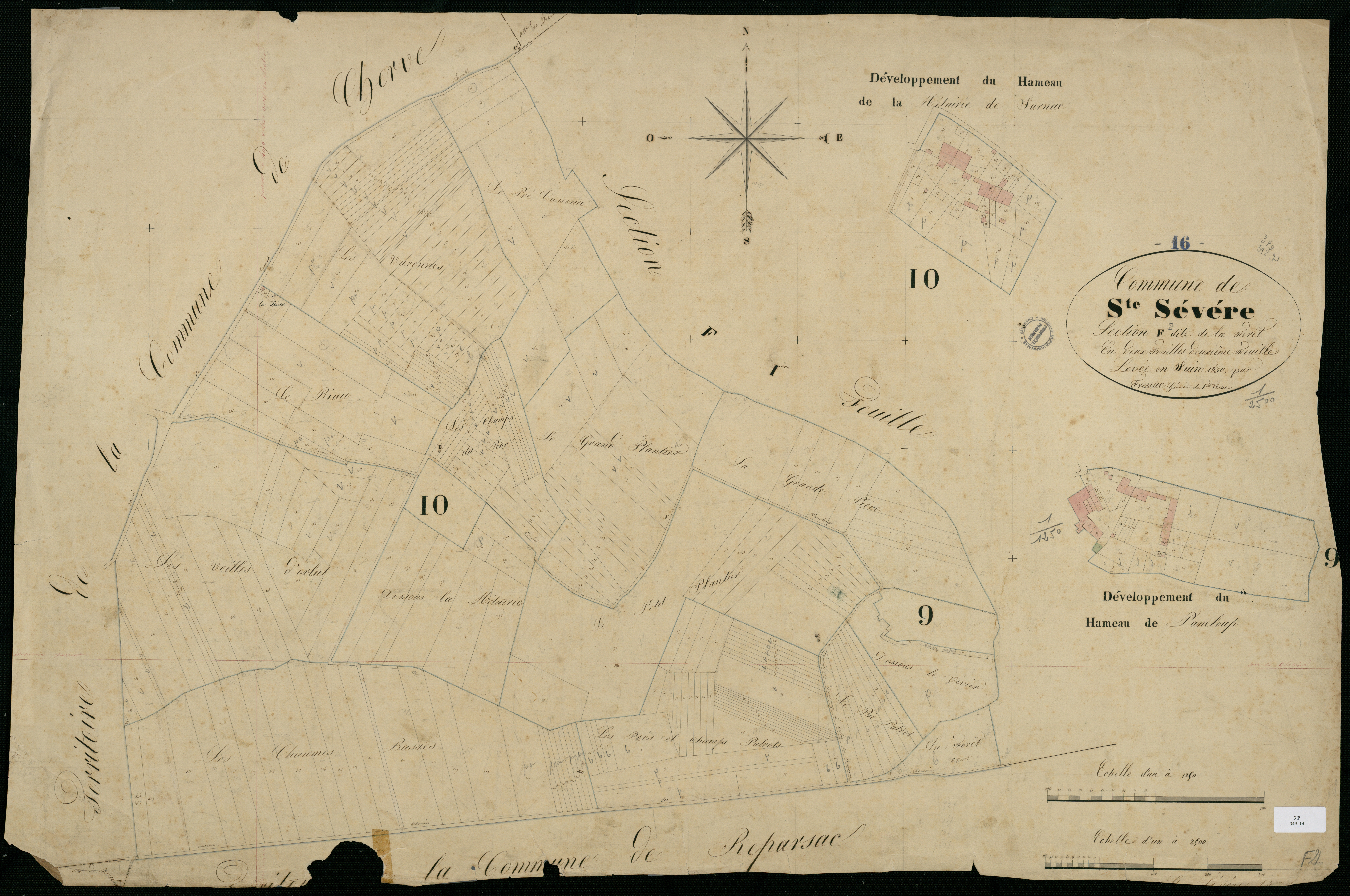 Sainte-Sévère - 3 P 349/14 - Section F dite de la Forêt. Feuille 2.  | 1830