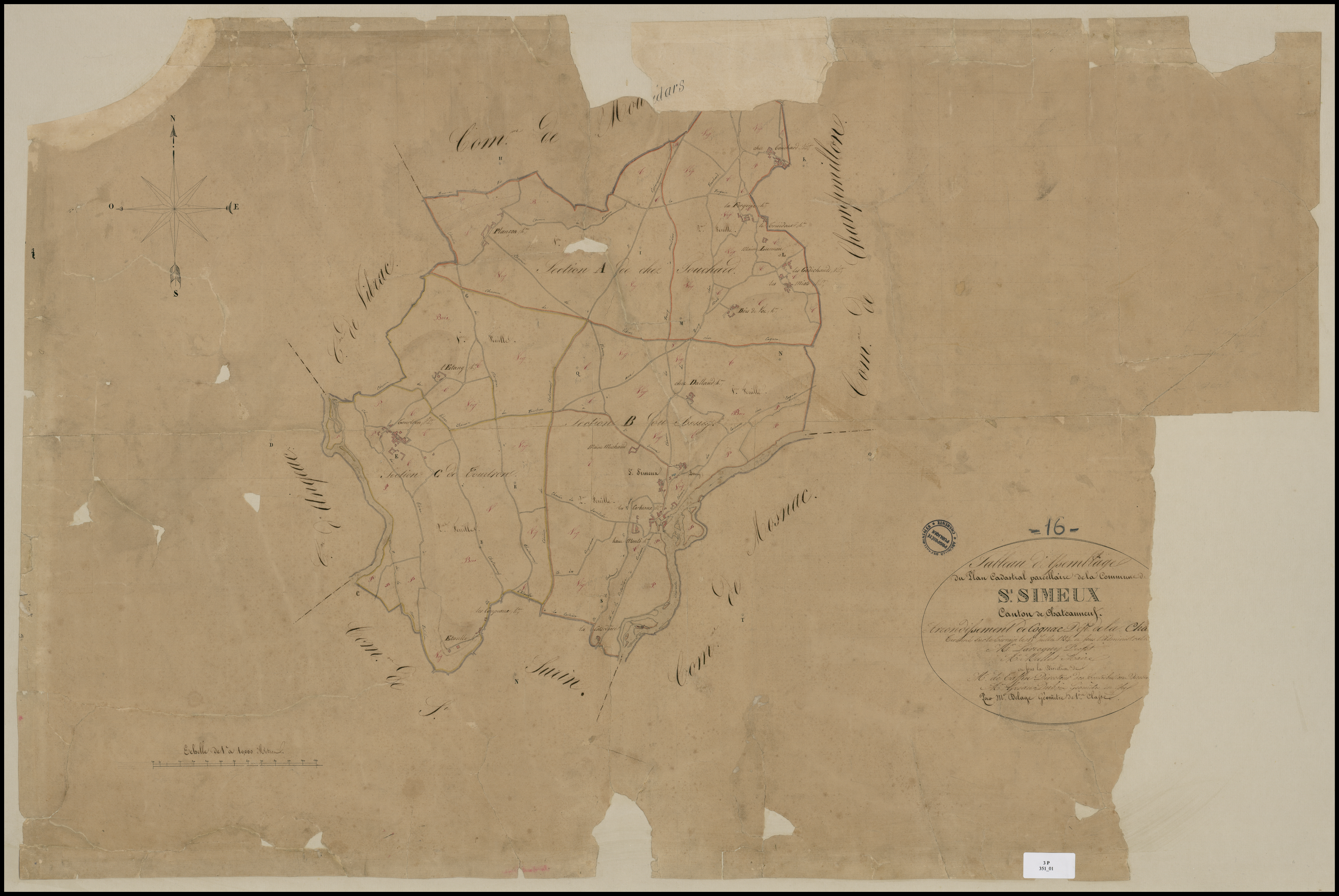 Saint-Simeux - 3 P 351/1 - Tableau d'assemblage.  | 1834