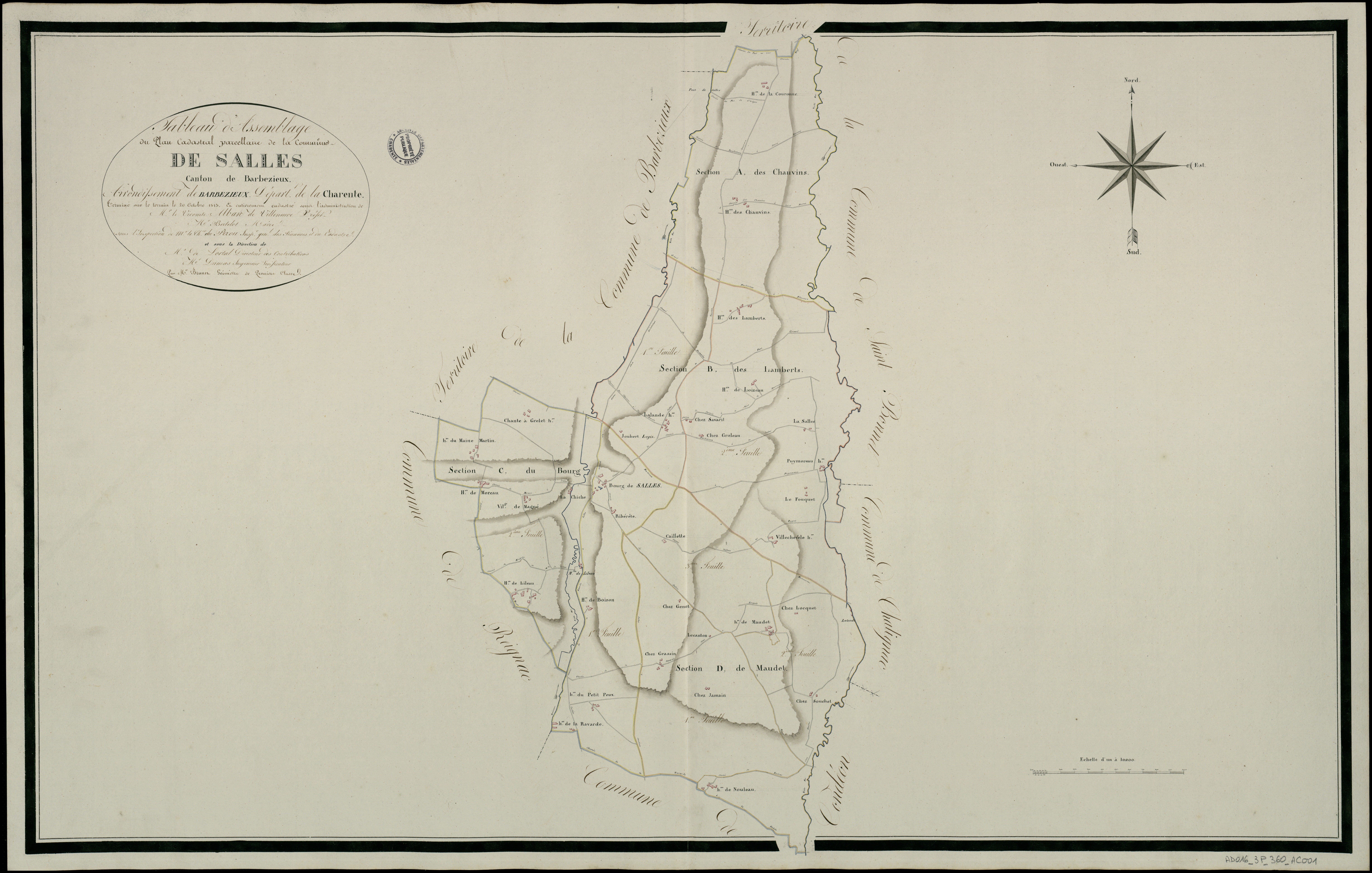 Salles-de-Barbezieux - 3 P 360/AC1 - Tableau d'assemblage  | 1813