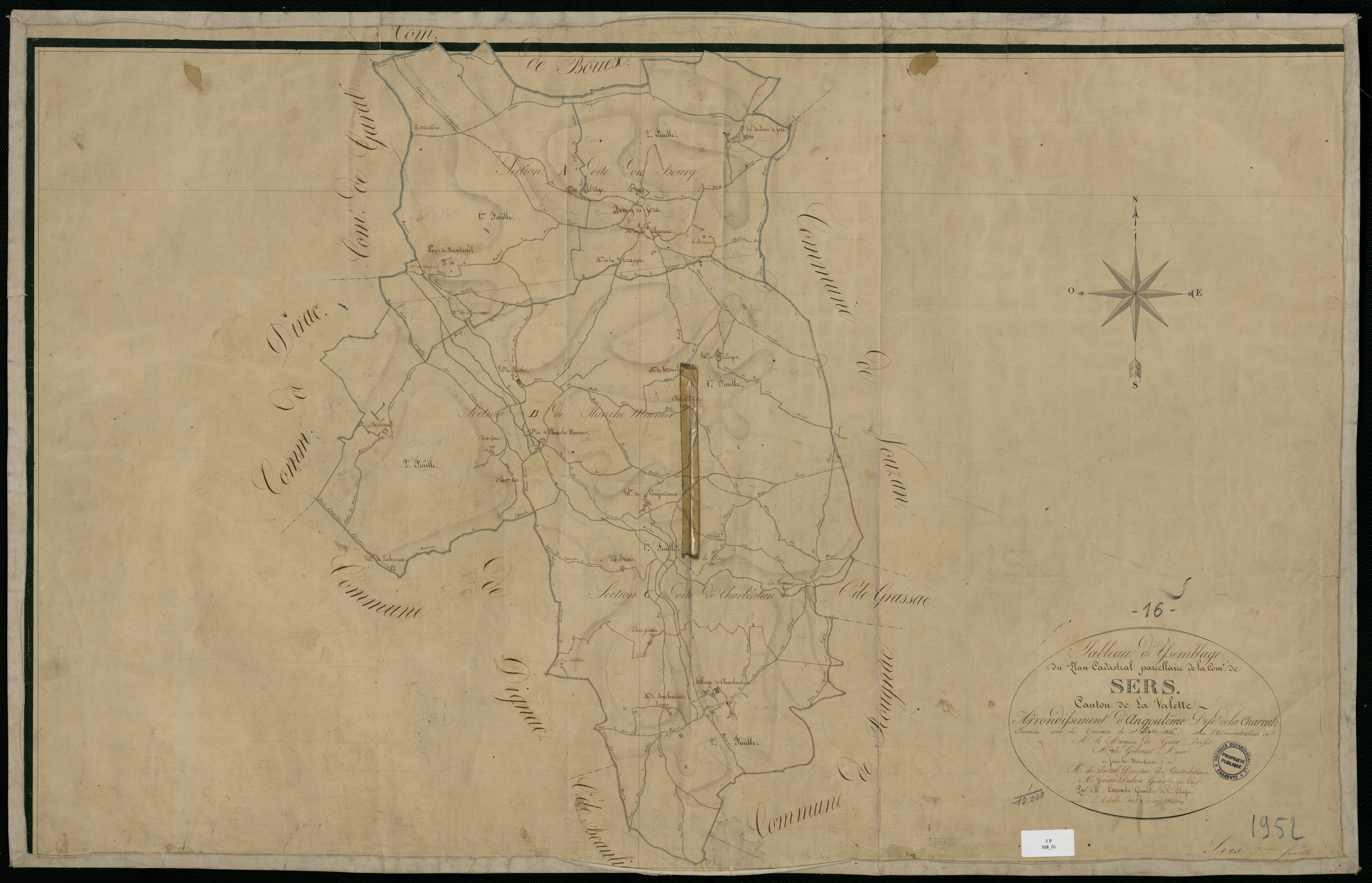Sers - 3 P 368/1 - Tableau d'assemblage.  | 1826