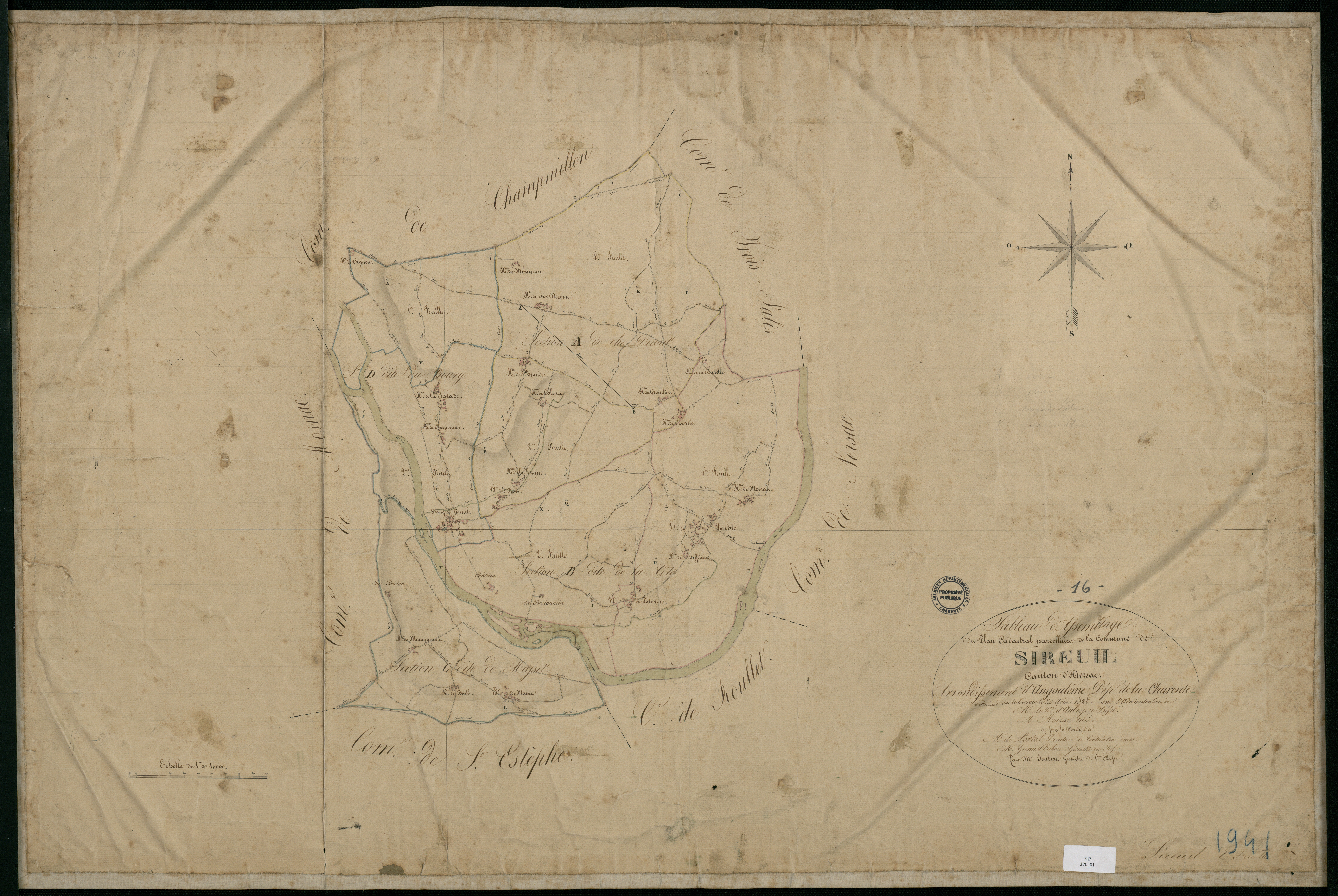 Sireuil - 3 P 370/1 - Tableau d'assemblage.  | 1828