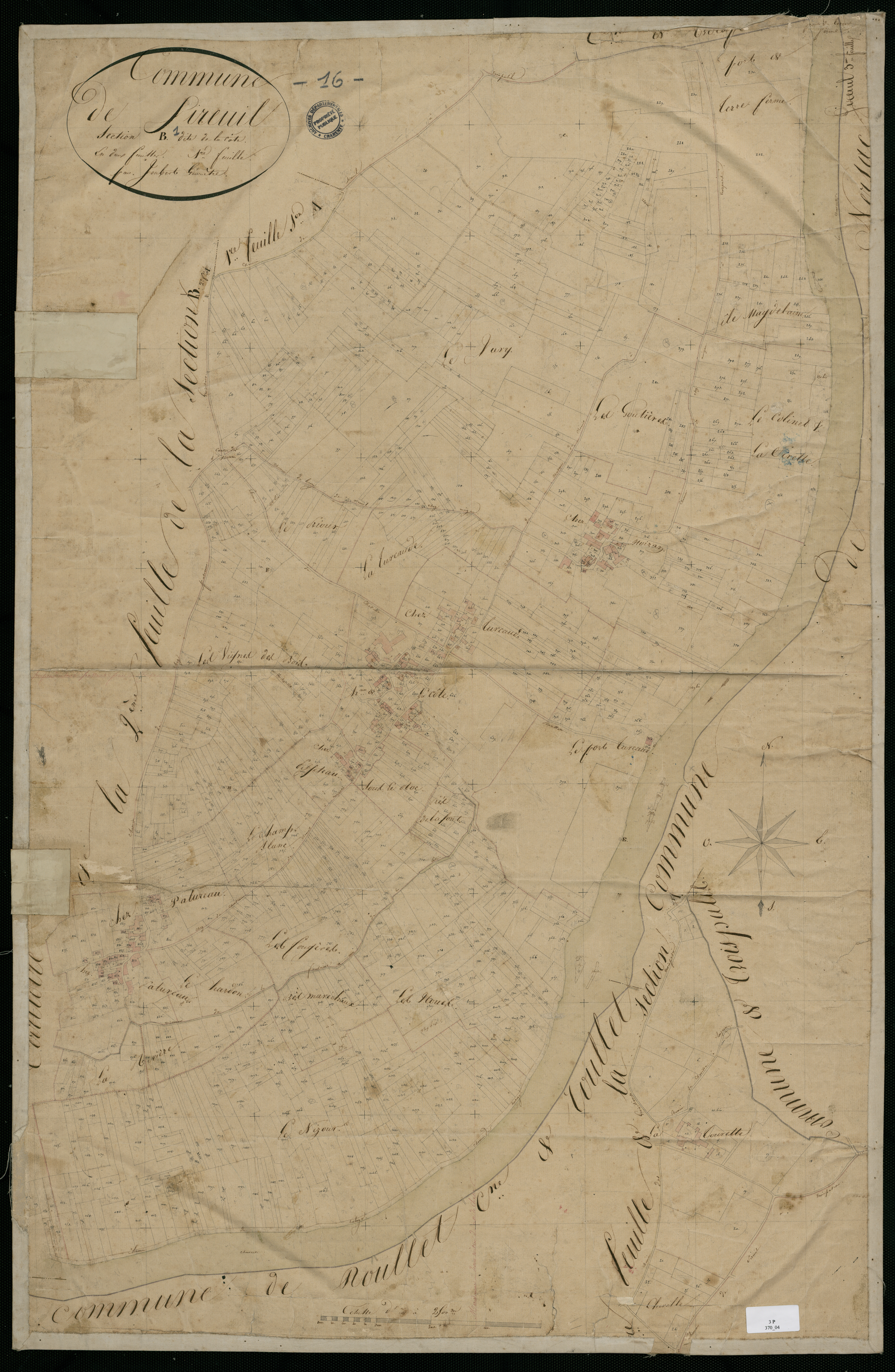 Sireuil - 3 P 370/4 - Section B dite de la Côte. Feuille 1.  | 1828