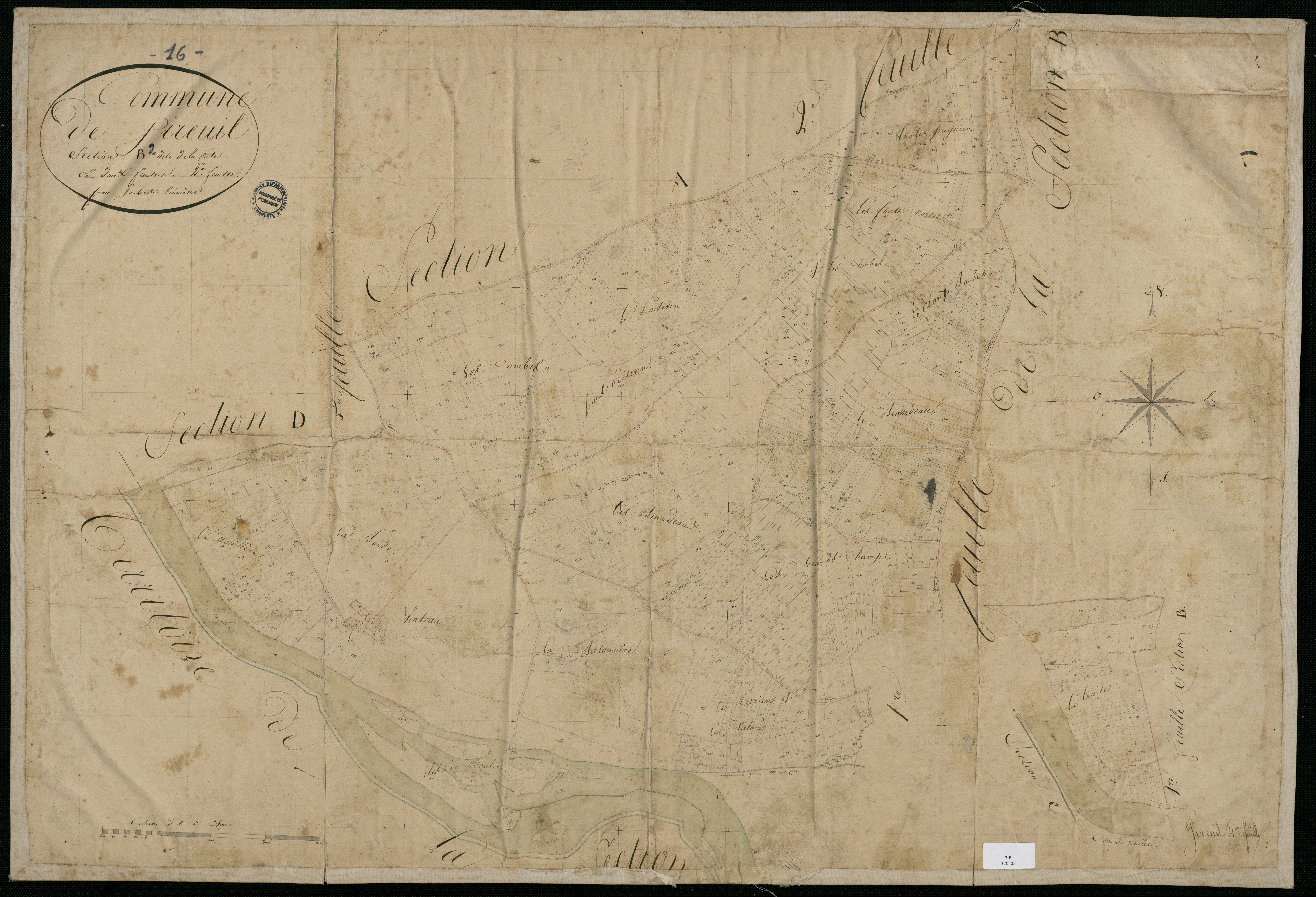 Sireuil - 3 P 370/5 - Section B dite de la Côte. Feuille 2.  | 1828
