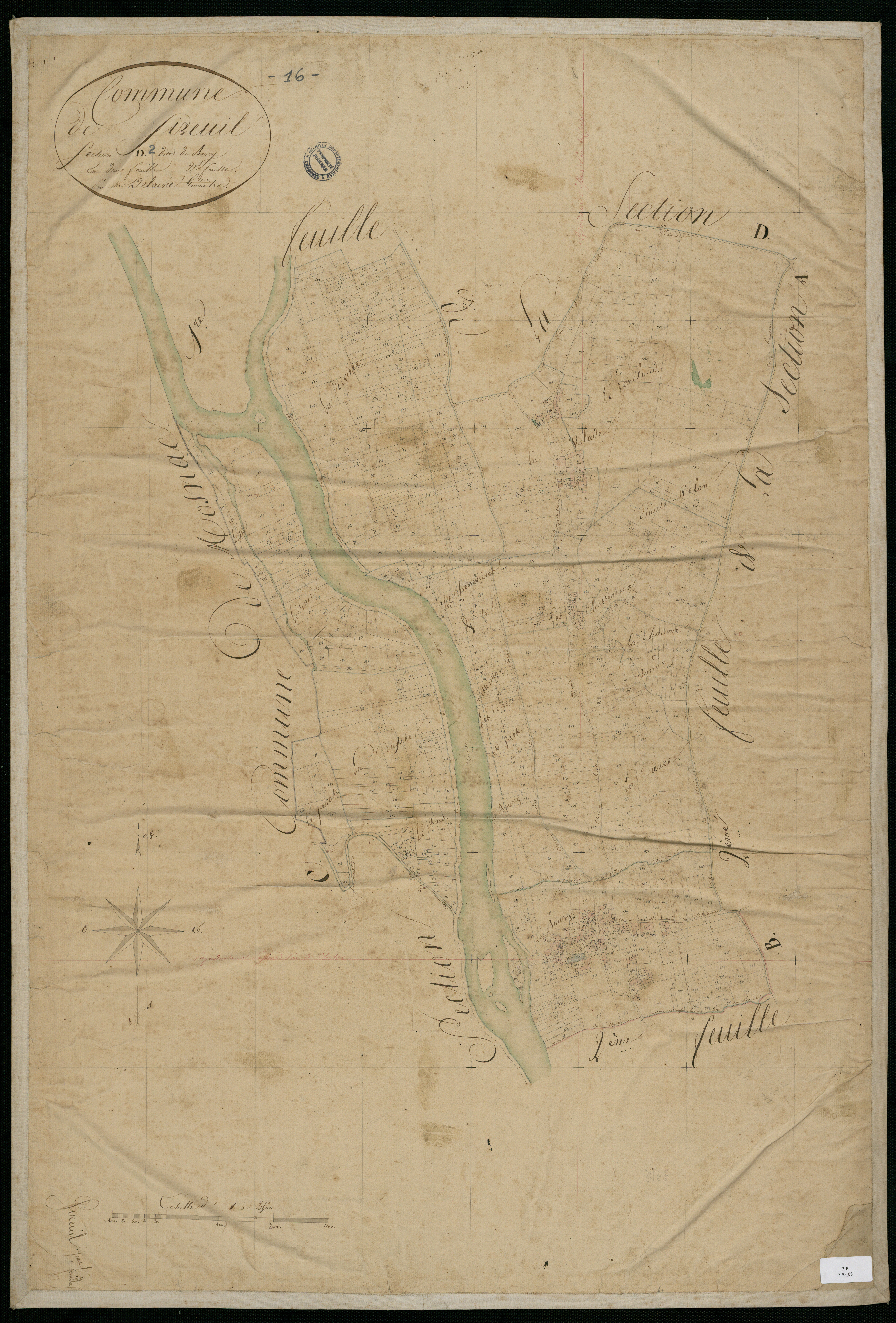 Sireuil - 3 P 370/8 - Section D dite du Bourg. Feuille 2.  | 1828