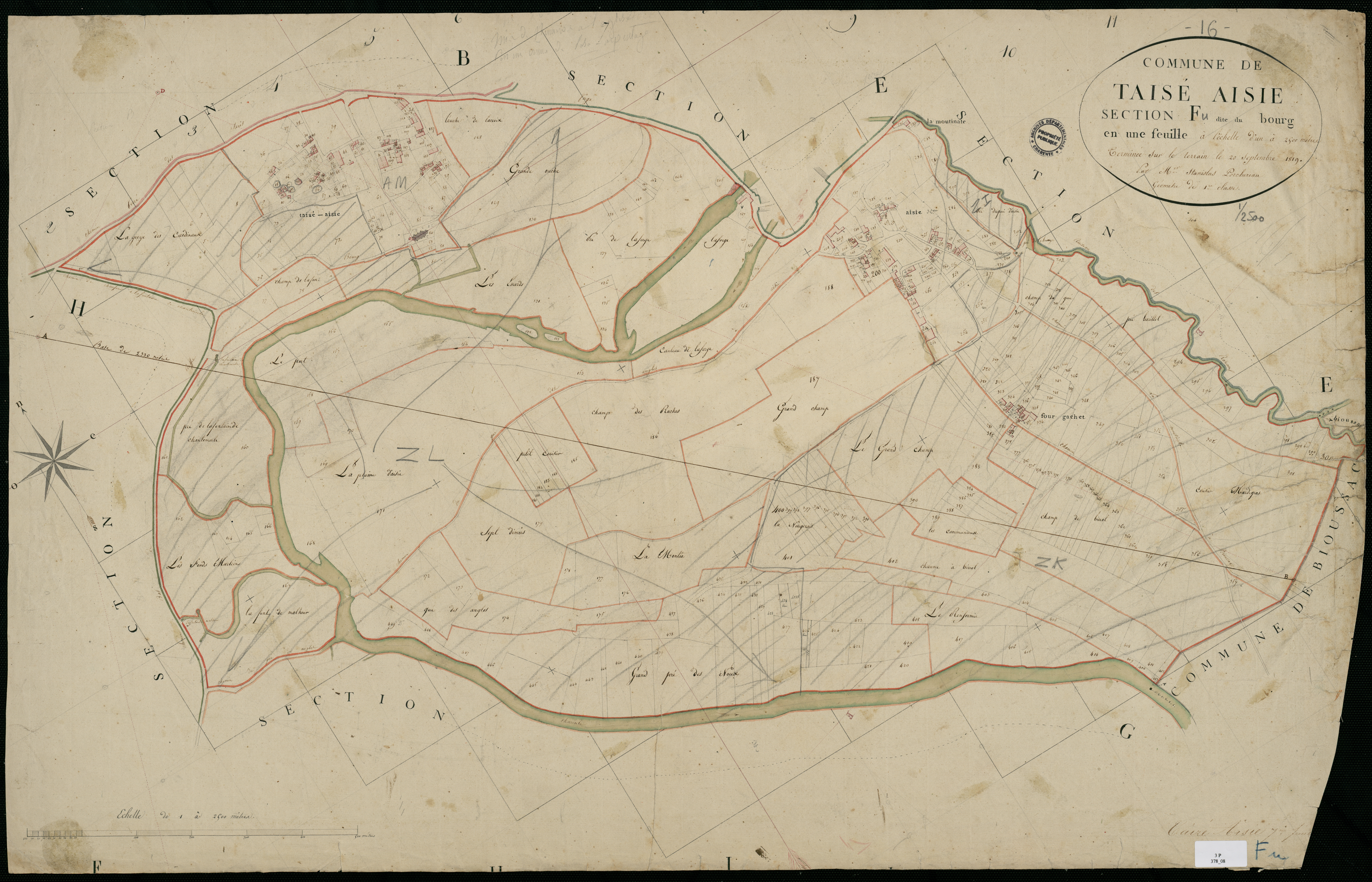 Taizé-Aizie - 3 P 378/8 - Section F dite du Bourg. Feuille 1.  | 1810