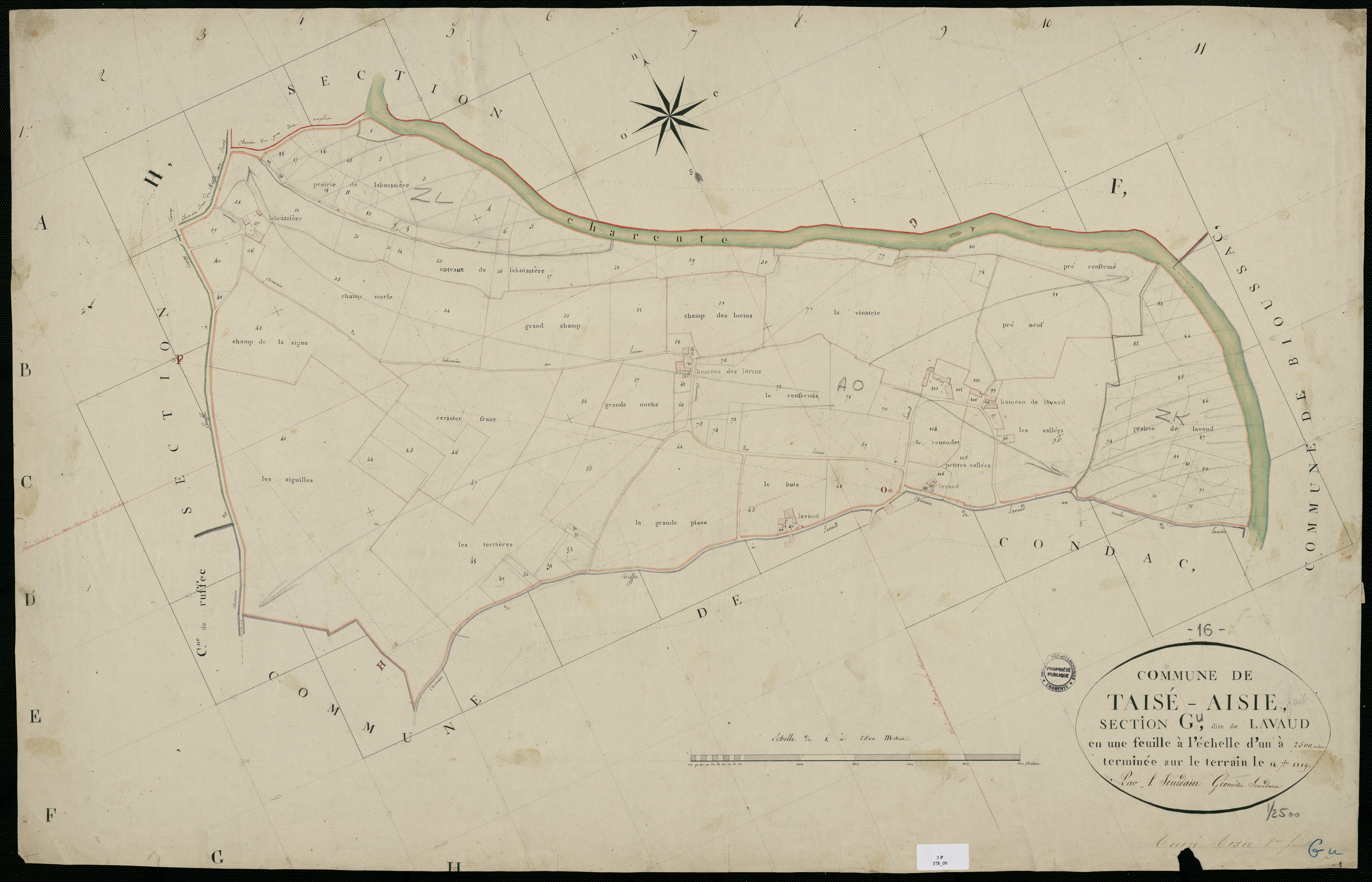 Taizé-Aizie - 3 P 378/9 - Section G dite de Lavaud. Feuille 1. | 1810