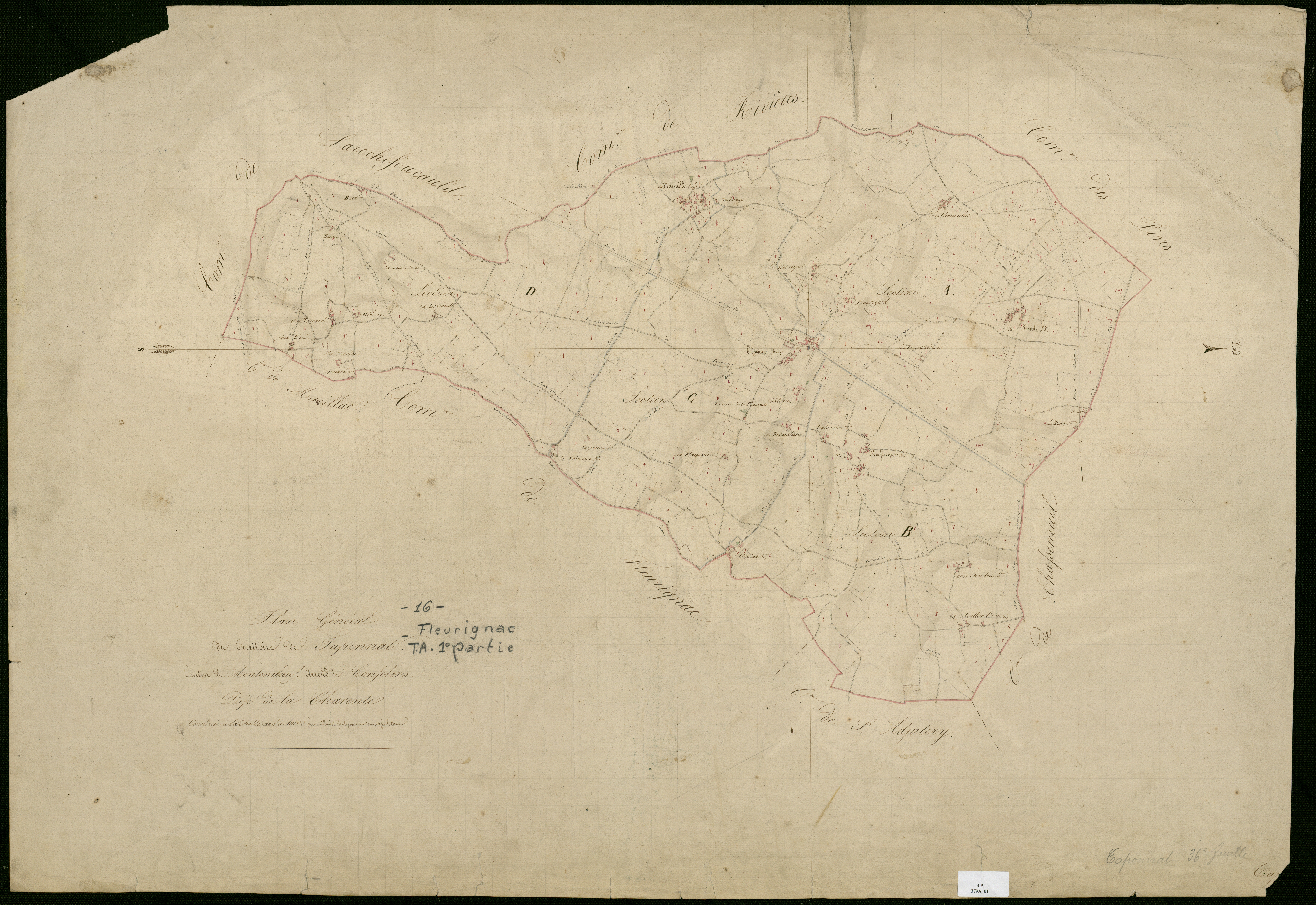 Taponnat-Fleurignac - 3 P 379A/1 - Section Plan général.  | 1839