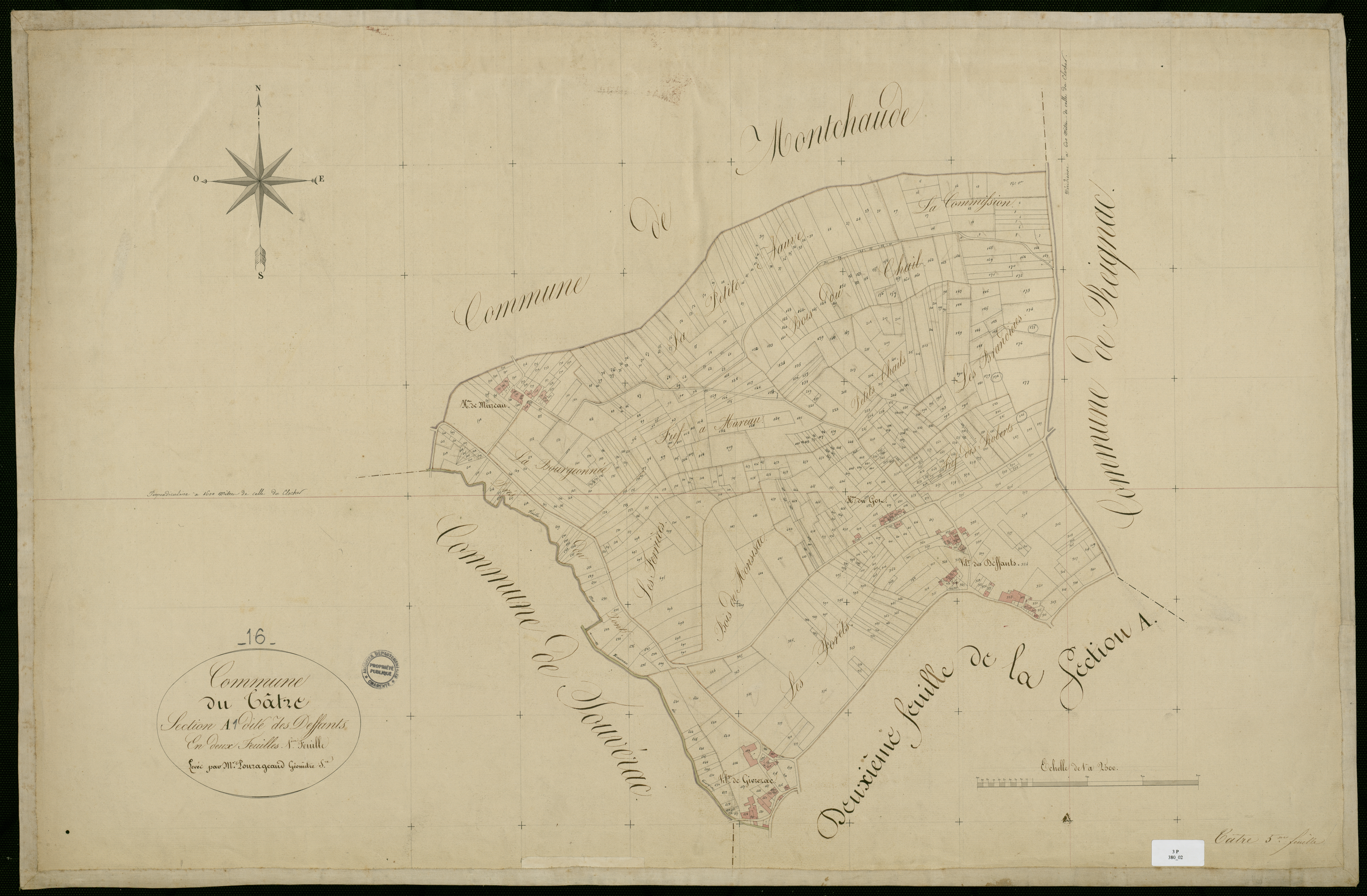 Le Tâtre - 3 P 380/2 - Section A dite des Deffands. Feuille 1.  | 1826