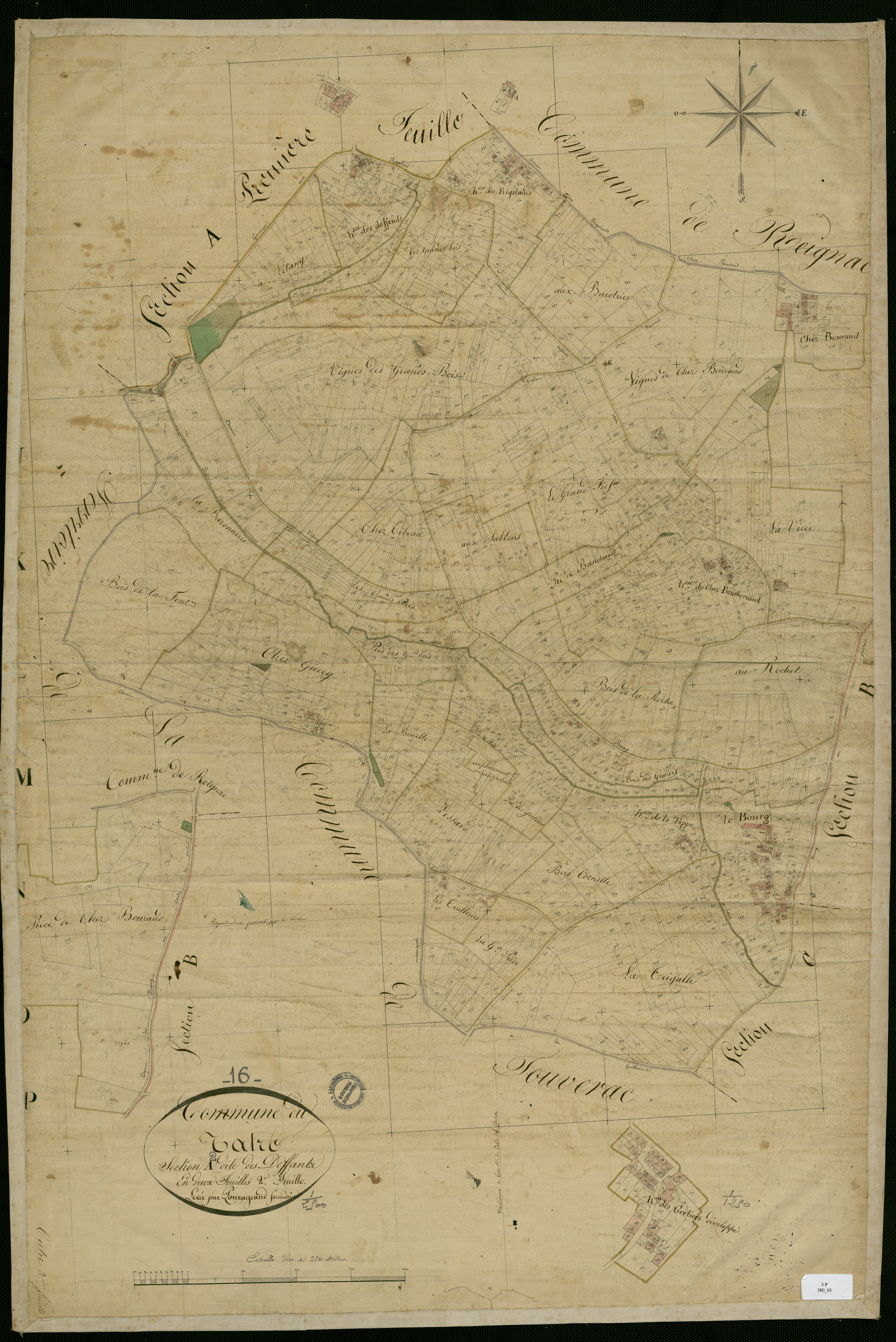 Le Tâtre - 3 P 380/3 - Section A dite des Deffands. Feuille 2.  | 1826