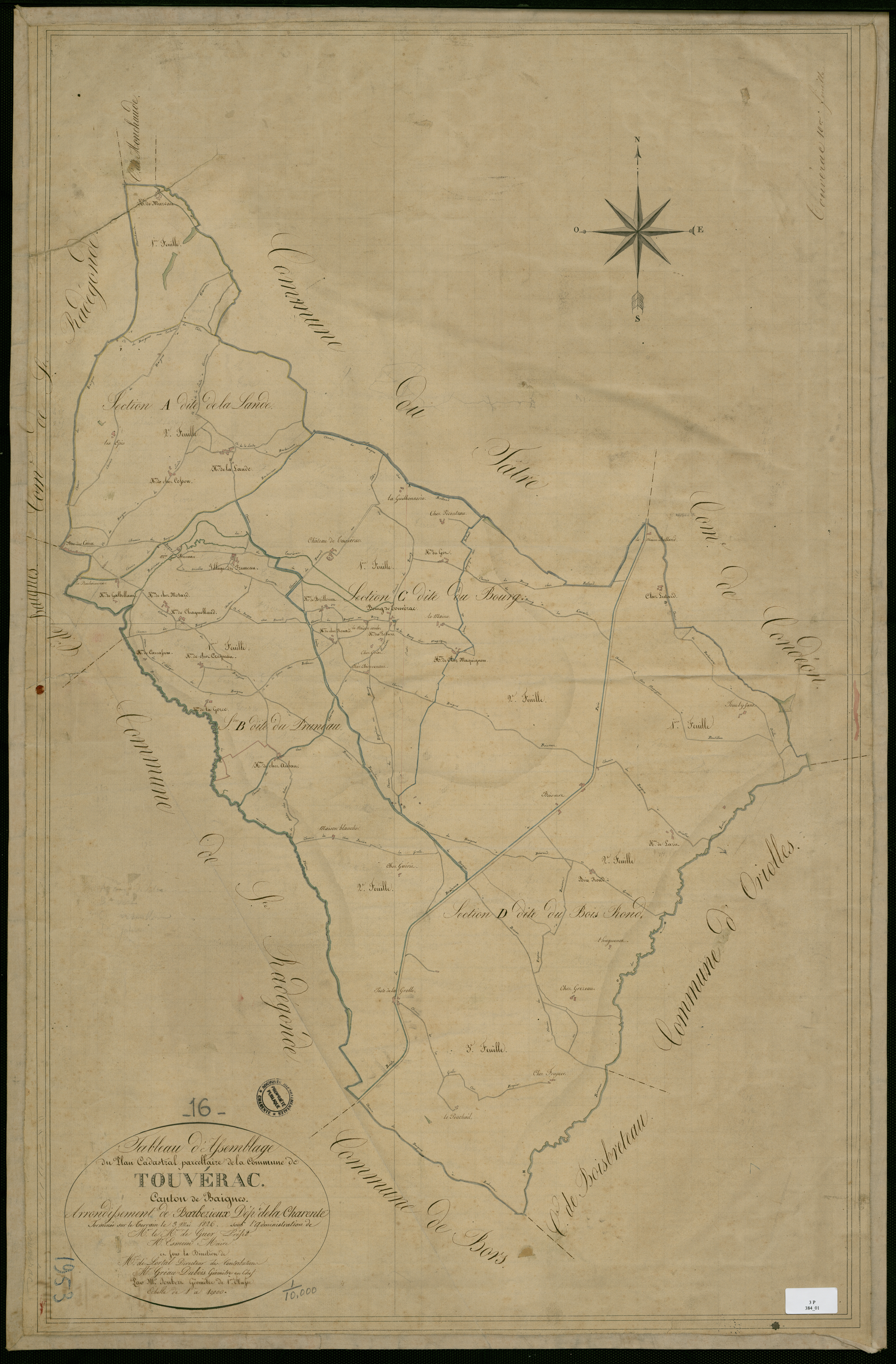 Touvérac - 3 P 384/1 - Tableau d'assemblage.  | 1826