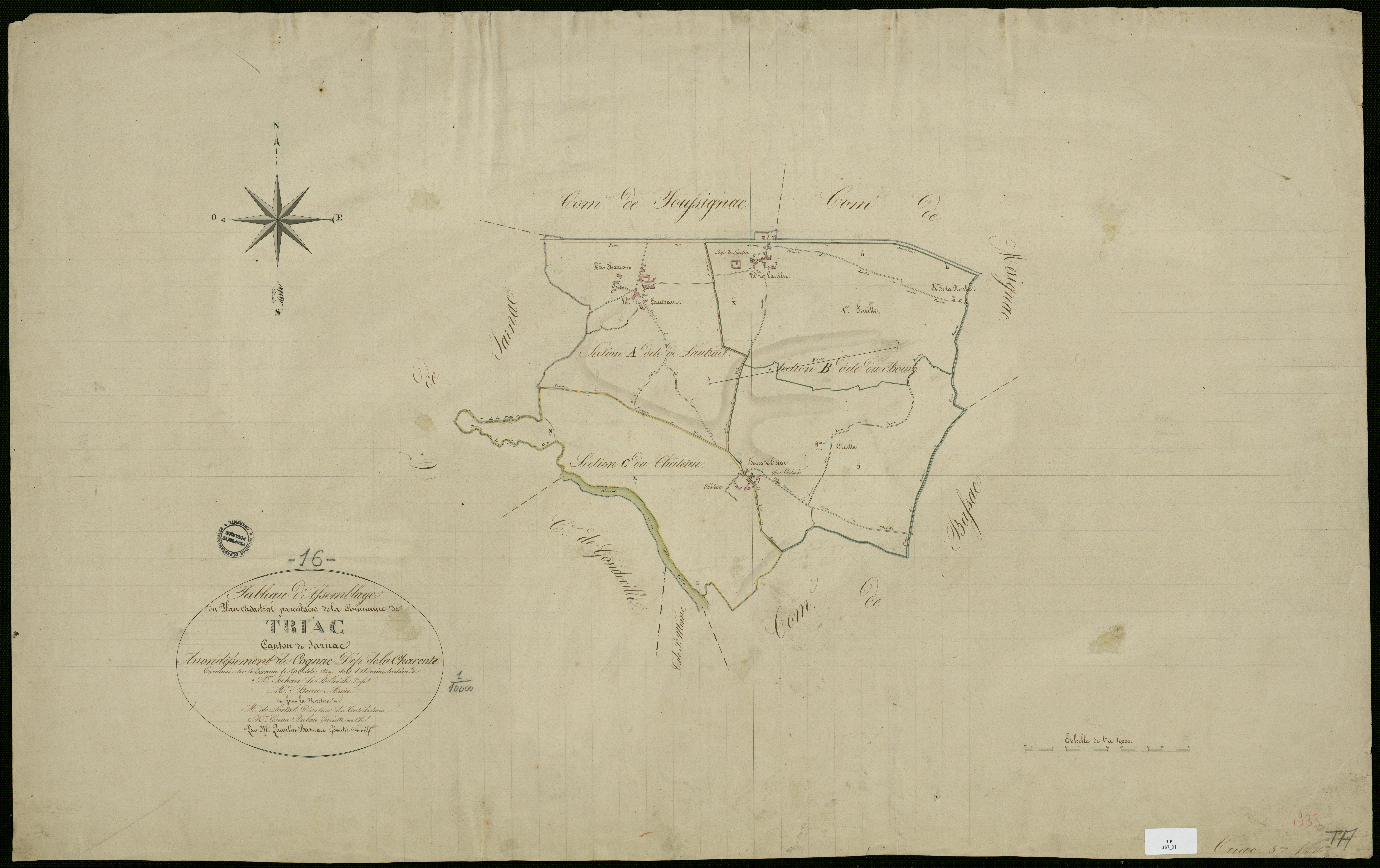 Triac-Lautrait - 3 P 387/1 - Tableau d'assemblage.  | 1829