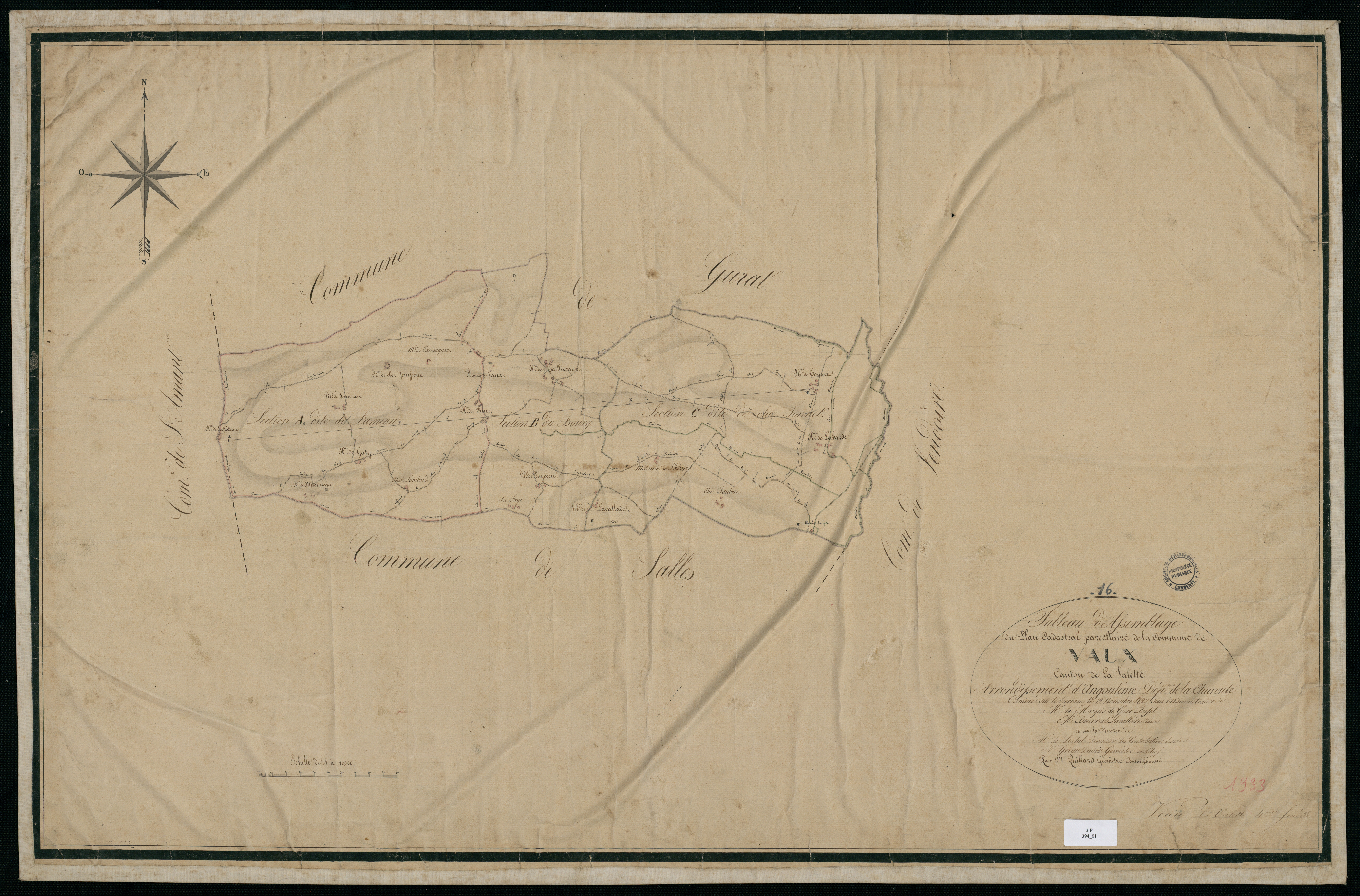 Vaux-Lavalette - 3 P 394/1 - Tableau d'assemblage.  | 1827