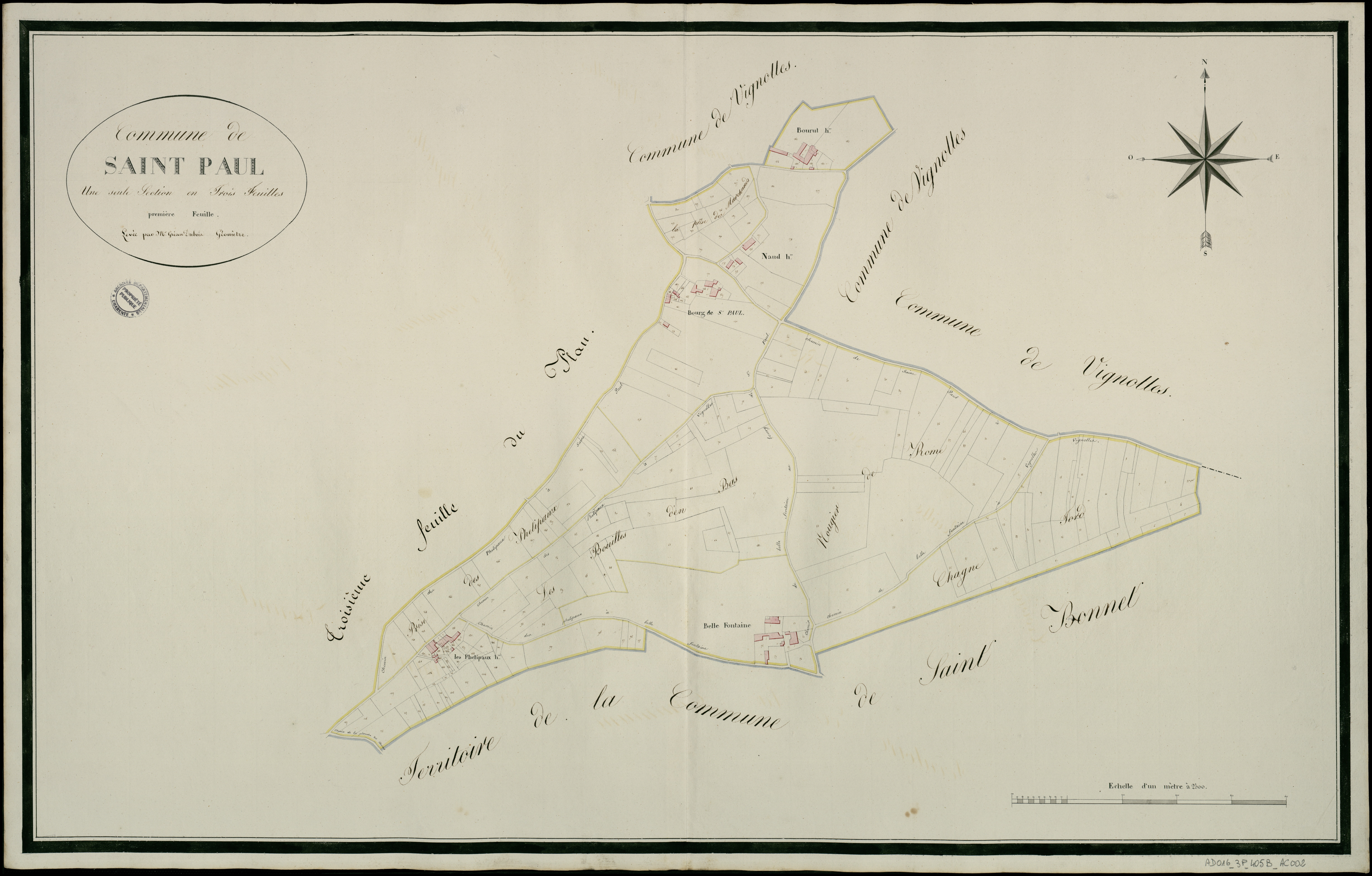 Vignolles - 3 P 405B/AC2 - Section Une seule section en trois feuilles  | 1811