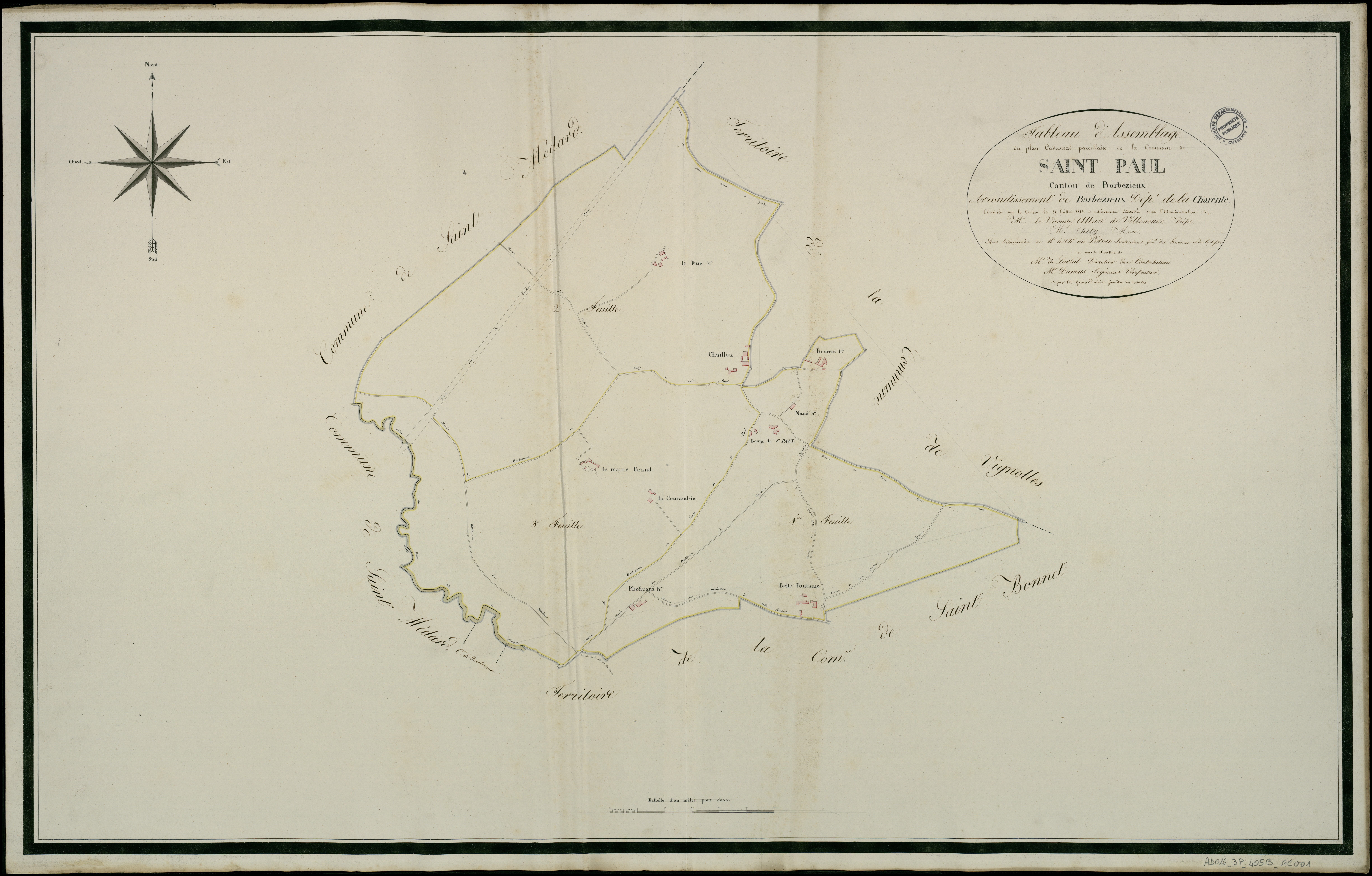 Vignolles - 3 P 405B/AC1 - Tableau d'assemblage  | 1814