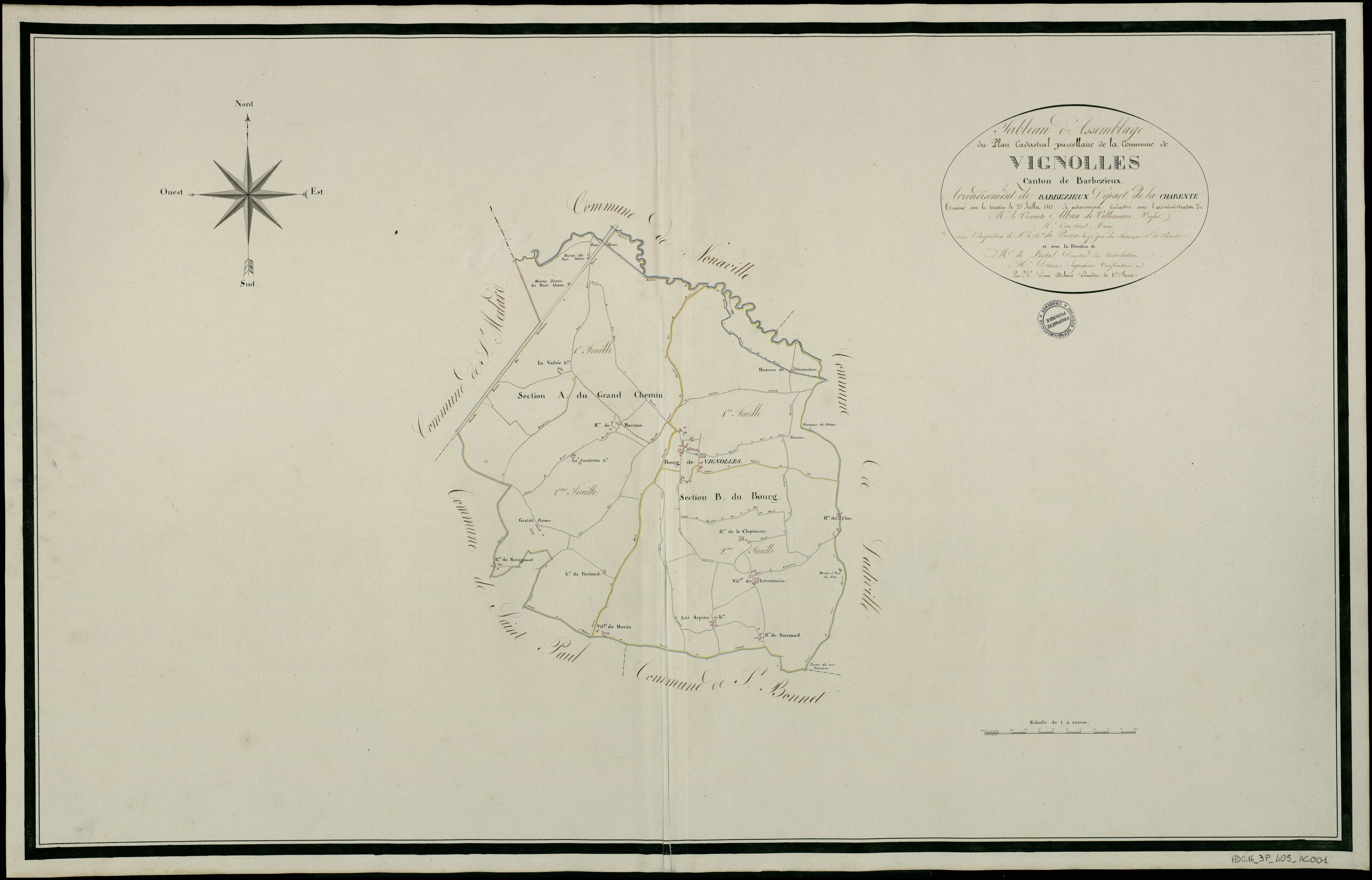 Vignolles - 3 P 405/AC1 - Tableau d'assemblage  | 1813